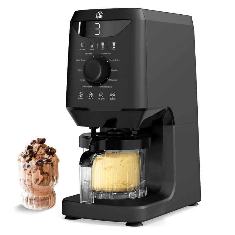 Etust - 12-in-1 Ice Cream Maker Machine, Family-Size Frozen Yogurt & Gelato Maker, 16oz - Black