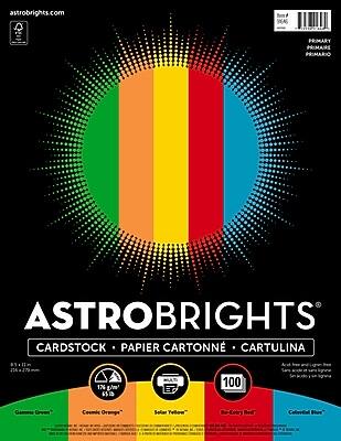 Astrobrights - 65 lb. Cardstock Paper, 8.5" x 11", 100 Sheets/Ream (91646) - Primary Assortment