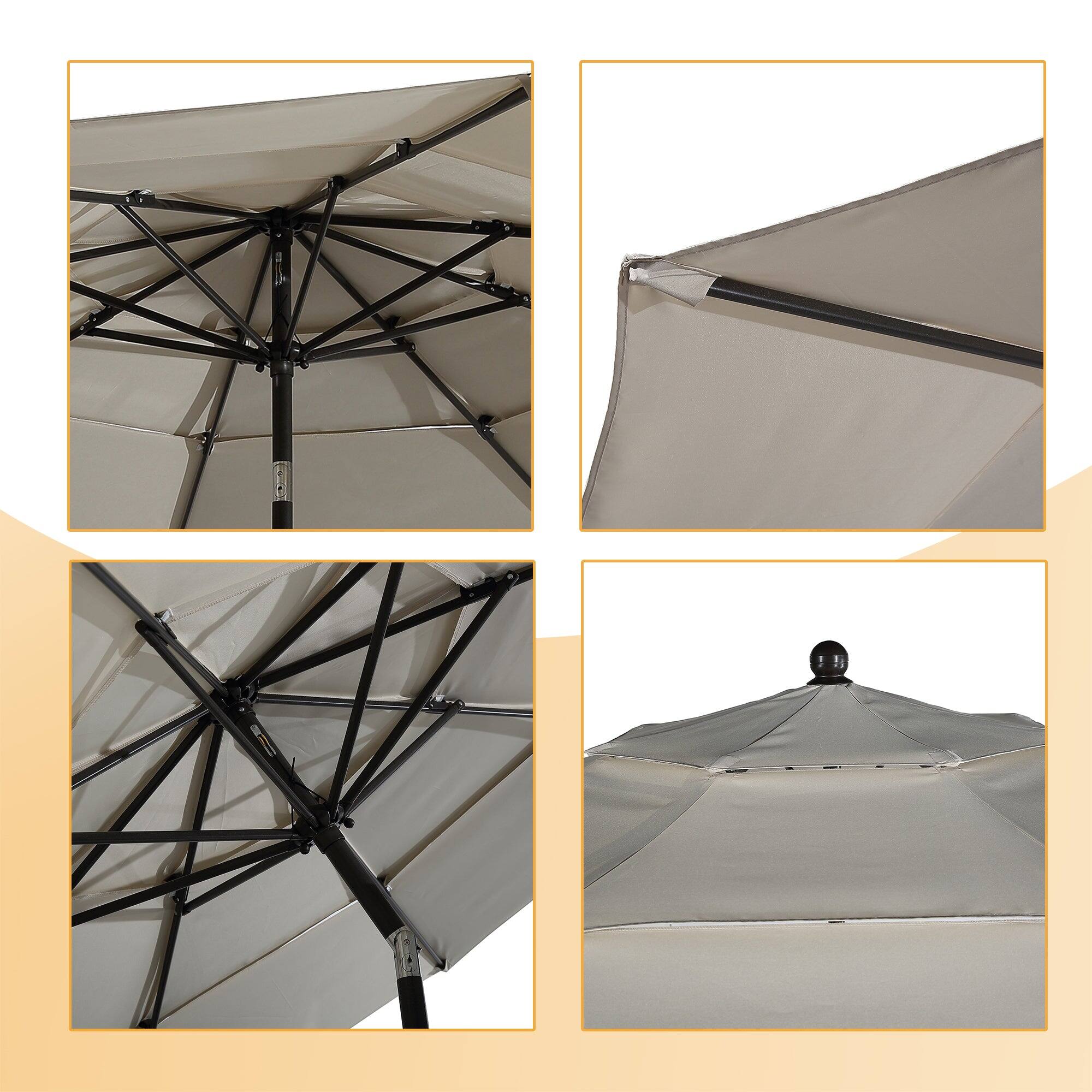 Alt View 8. Boyel Living - Aluminum Patio Market Umbrella Double or Triple Vent with Tilt - Beige.