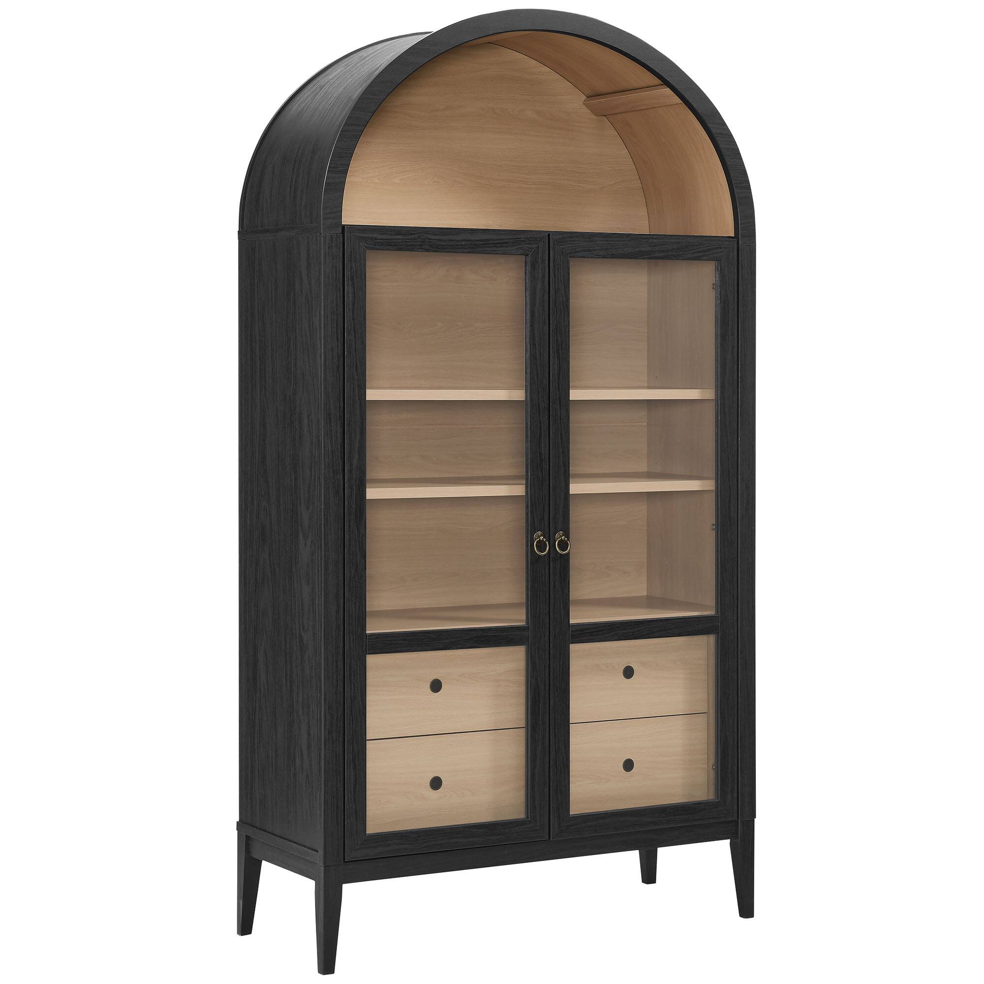 Angle. Modway - Nolan 74" Tall Wide Arched Storage Display Cabinet by Modway - Black Oak.