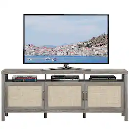 Ecooso - 65 Inch TV Stand Entertainment Media Center with Open Storage Shelves - Gray