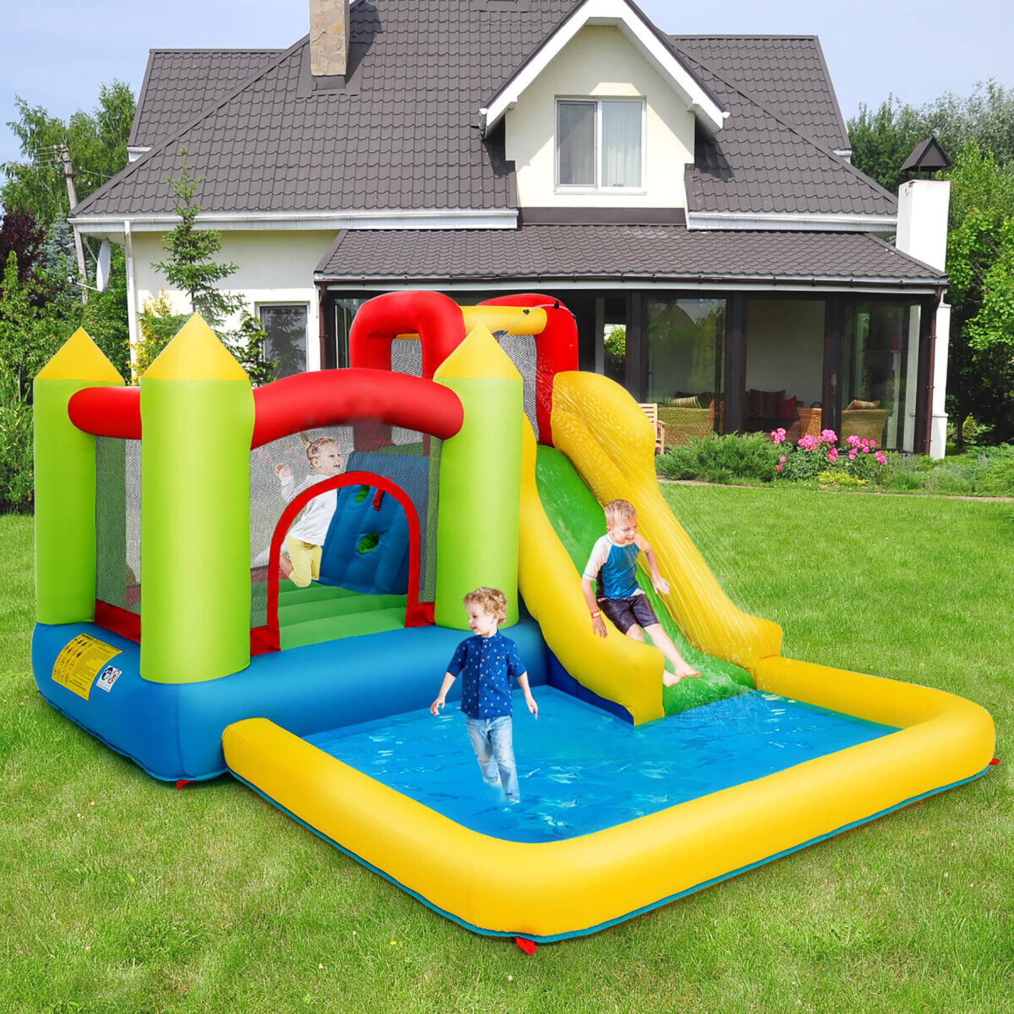 Alt View 2. Gymax - Gymax Inflatable Bounce House Water Slide Bouncer Pool w/ Climbing Wall & 550W Blower.
