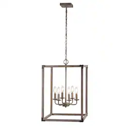 Jonathan Y - Magnolia 16.2" 6-Light Adjustable Iron Rustic Farmhouse LED Pendant - Brown
