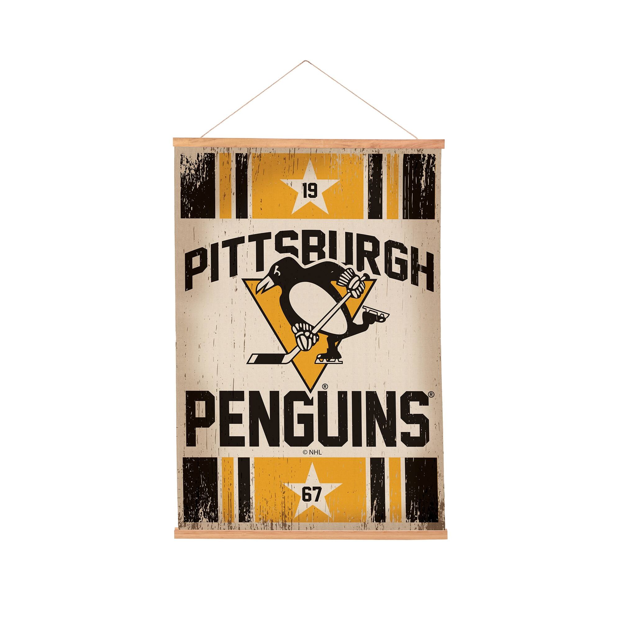 Evergreen Enterprises - Pittsburgh Penguins 24" x 36" Antique Style Canvas Wall Art Tapestry with Wood Frame - Multicolor