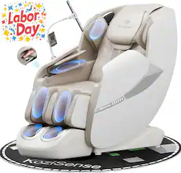 KoziSense - KZ-A18 Massage Chair Full Body,Zero Gravity SL-Track Shiatsu,Back Heat,Voice Control,Body Scan,Legrest Extension - White