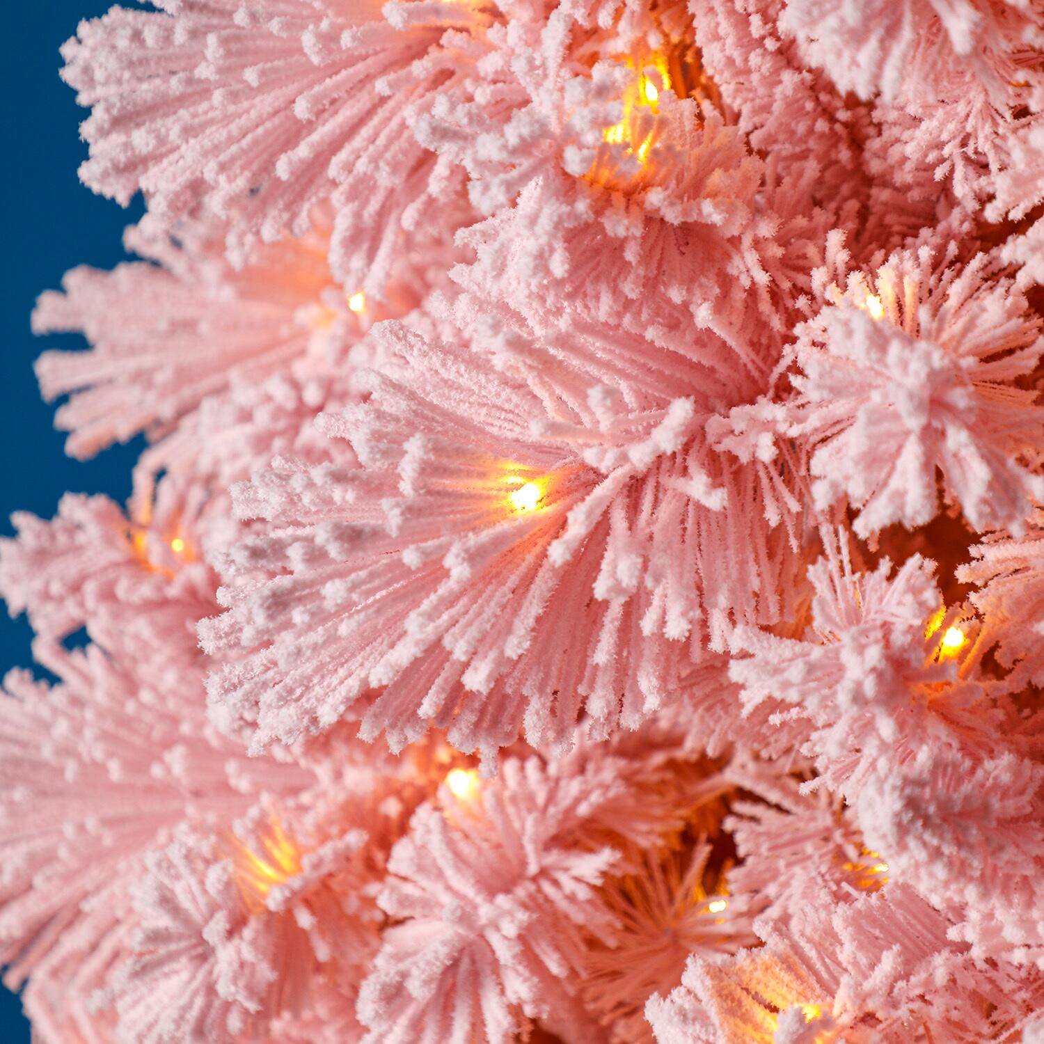 Alt View 4. Home Heritage - Home Heritage Snowdrift 6.5 Ft Pre-Lit Artificial Christmas Holiday Tree, Pink - Pink.