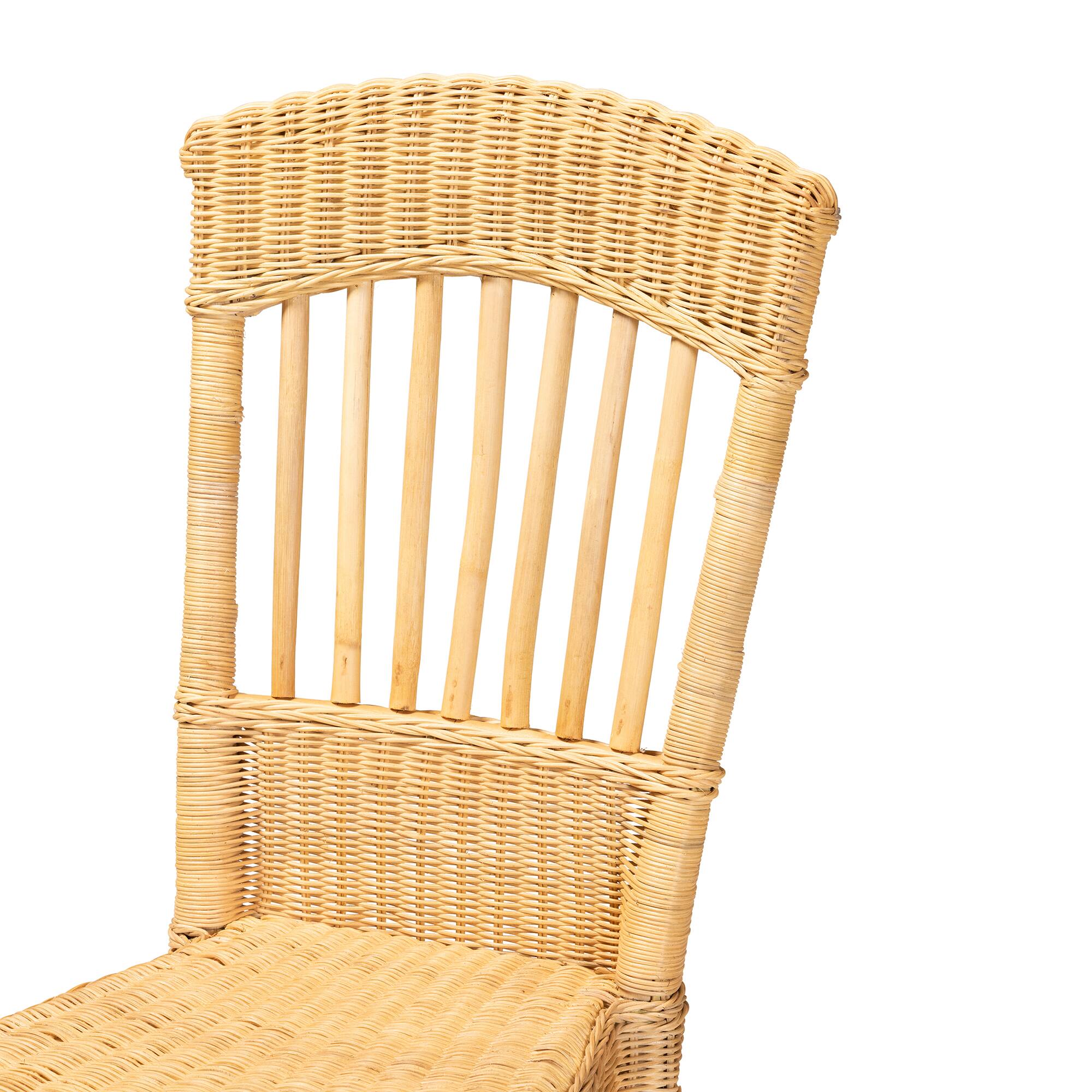Alt View 1. bali & pari - Barito Modern Bohemian Rattan Dining Chair - Natural Brown.
