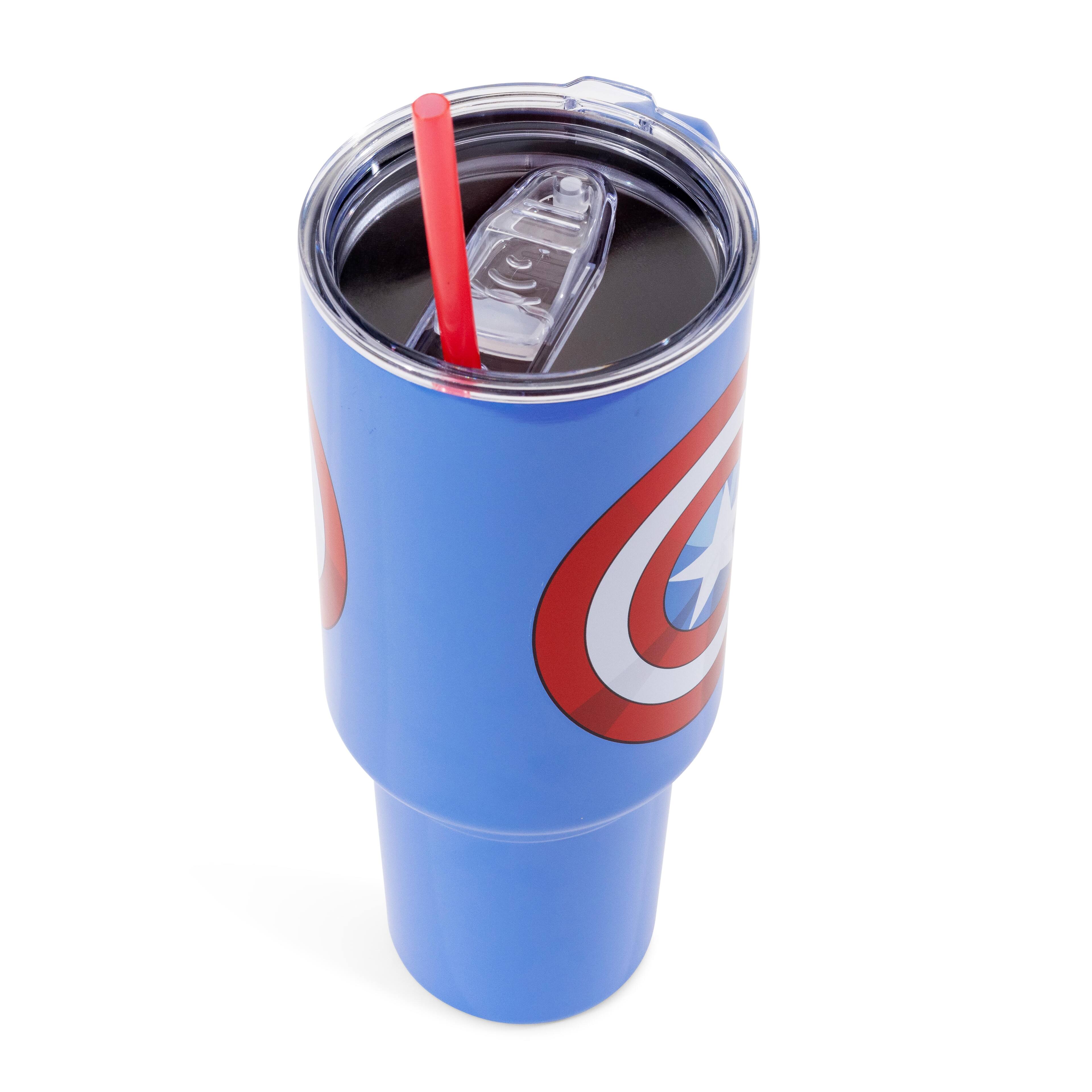 Alt View 1. Marvel - Marvel Comics Captain America 40-Ounce Stainless Steel Tumbler With Handle - Blue.