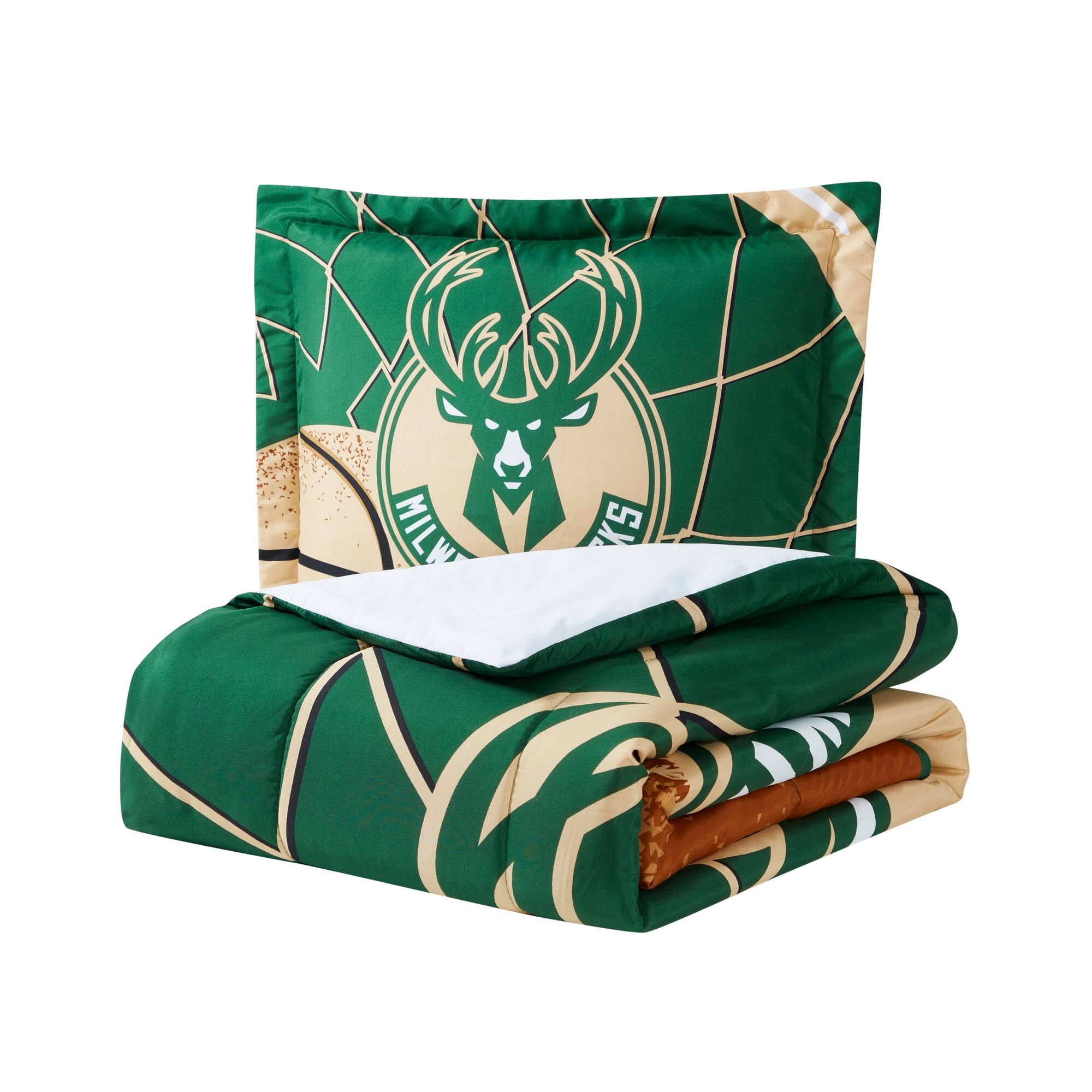 Angle. Sweet Home Collection - NBA Milwaukee Bucks Comforter & Pillow Sham Set- Twin/Twin XL - Multicolored.