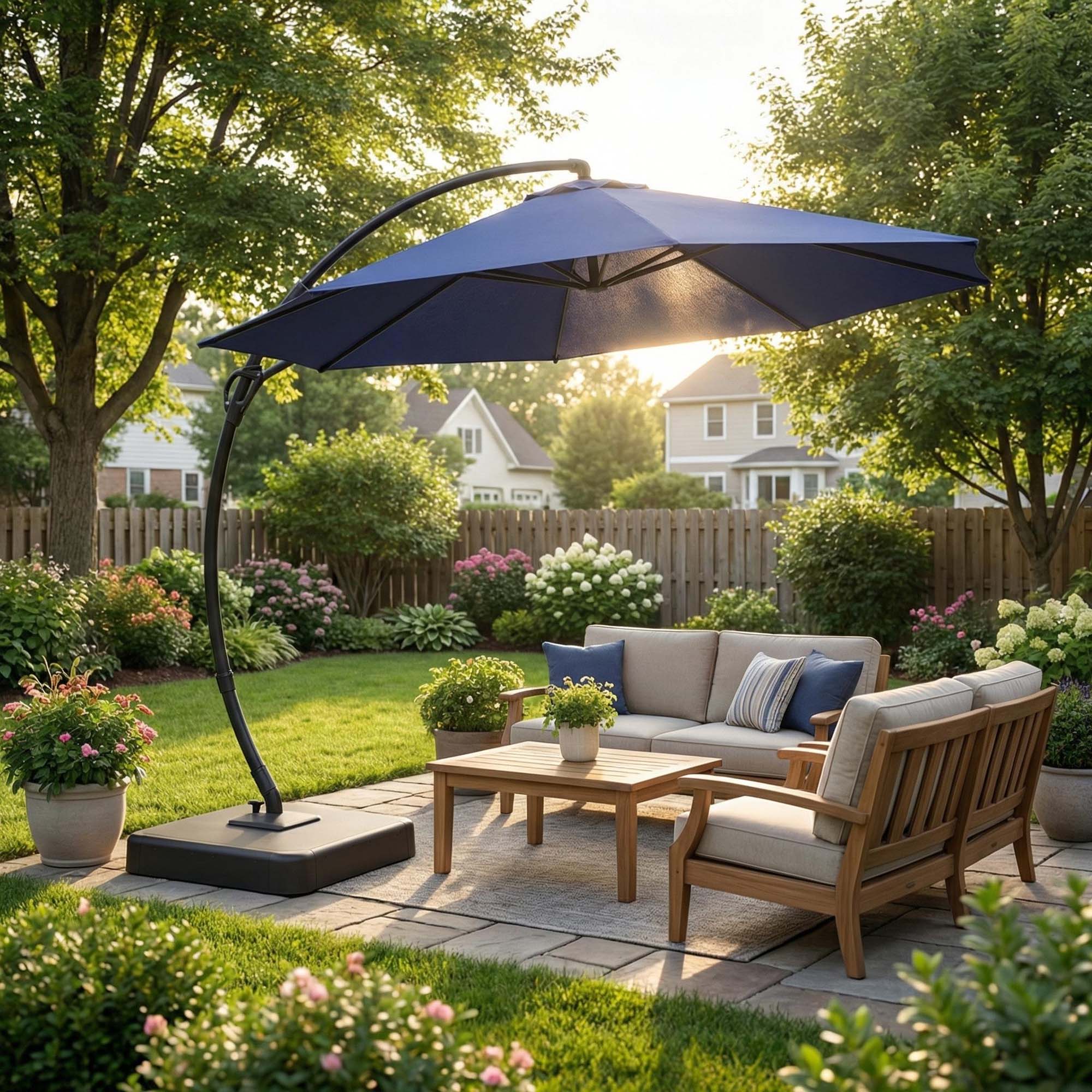 Alt View 5. Boyel Living - 12ft New Navy Blue Cantilever Patio Umbrella UV Protection - Navy blue.