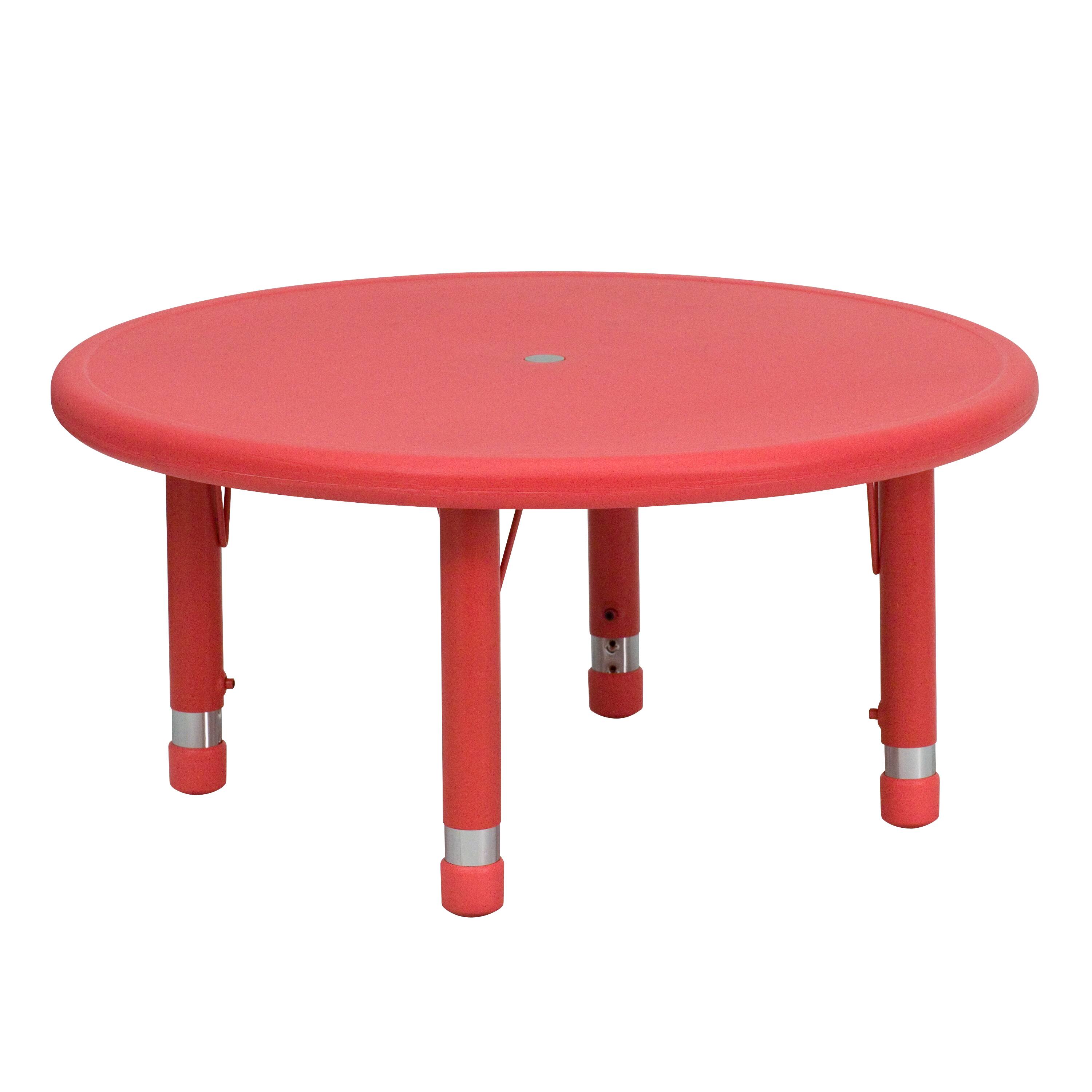 "Emma + Oliver - 33"" Round Plastic Height Adjustable Activity Table - Red" price history on PriceWatchPro