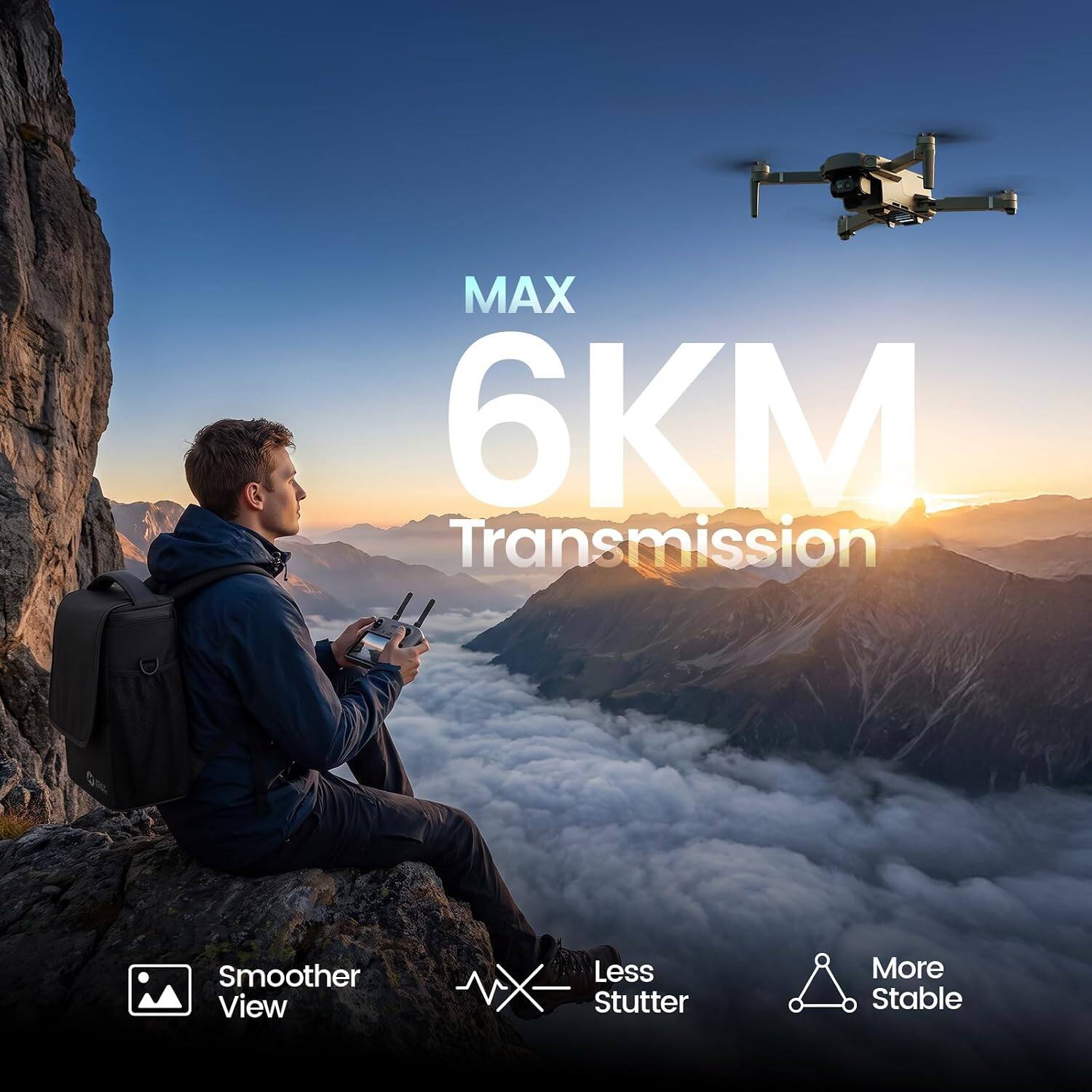 MAX 6KM Transmission  
Smoother View  
Less Stutter  
More Stable