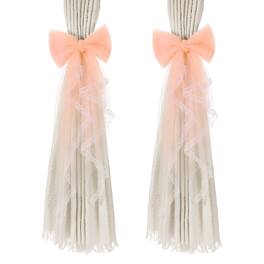 Unique Bargains - Premium 2pcs BowKnot Curtain Tiebacks with Buckle Decorative Holders for Home Office Thin Sheer Window Curtains - Orange