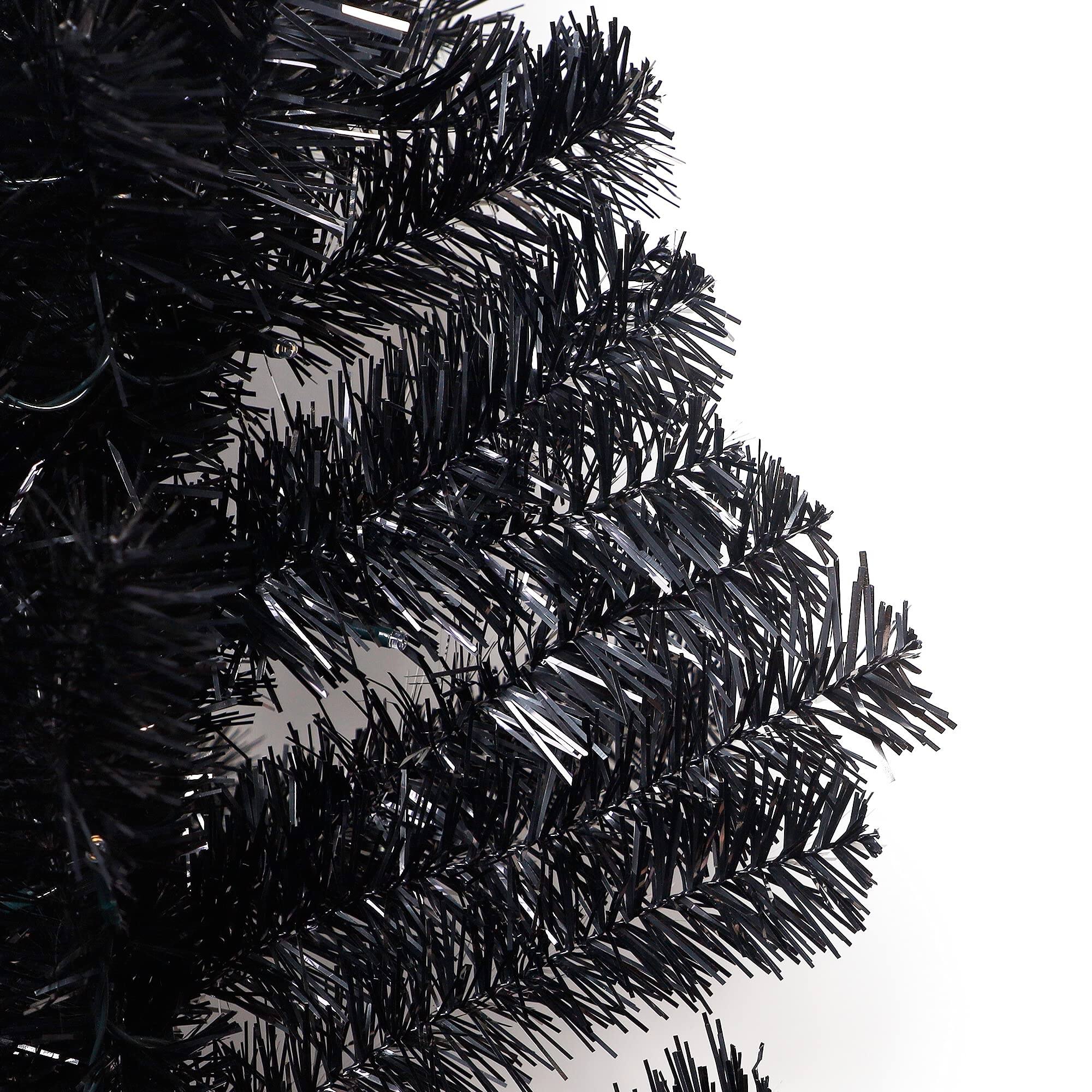 Alt View 4. Skar Audio - Lighted Artificial Christmas Tree Tinsel Xmas Pine Trees Light Up With 70 Led Lights 8 - Black, Warm White Lights.