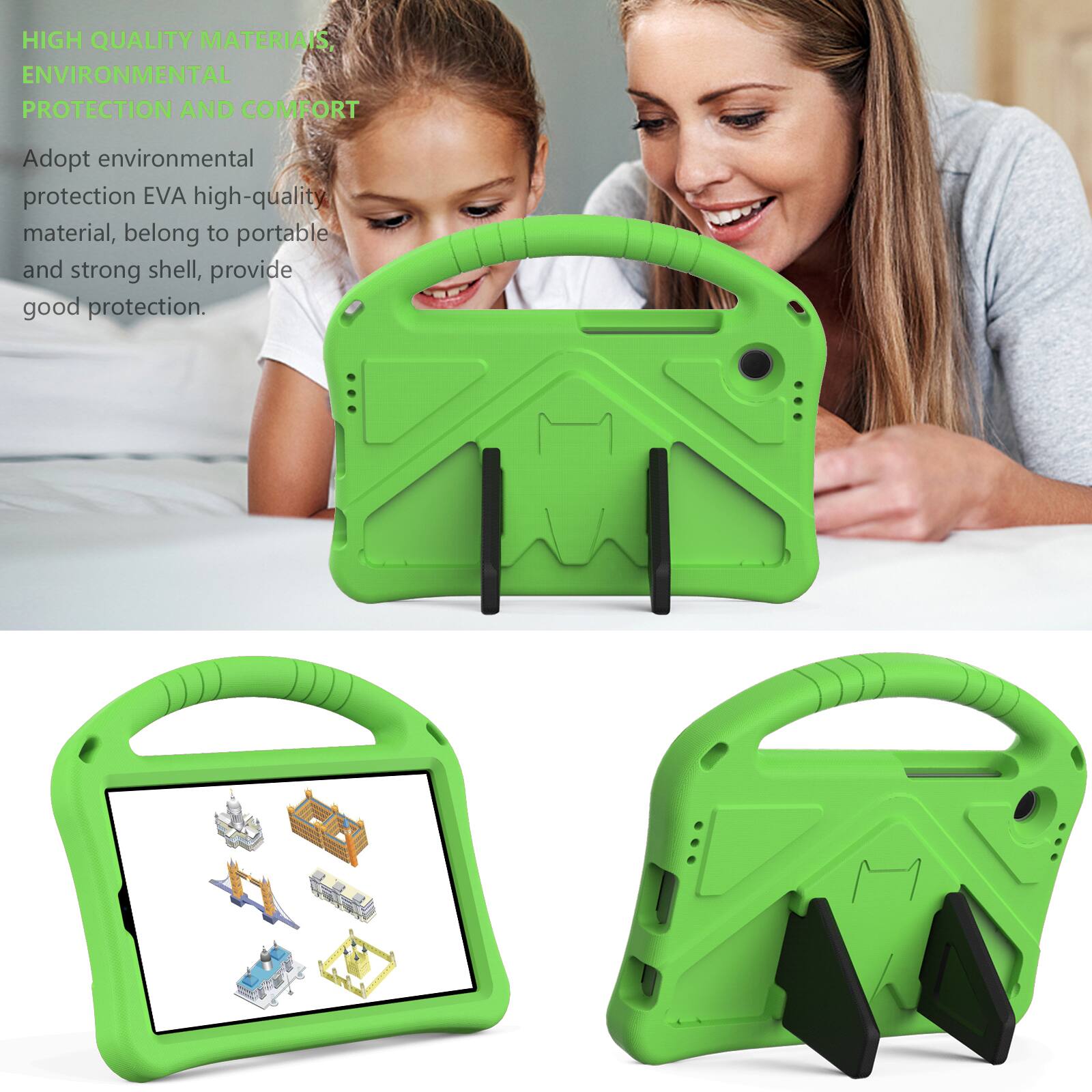 HIGH QUALITY MATERIALS, ENVIRONMENTAL PROTECTION AND COMFORT

Adopt environmental protection EVA high-quality material, belong to portable and strong shell, provide good protection.
