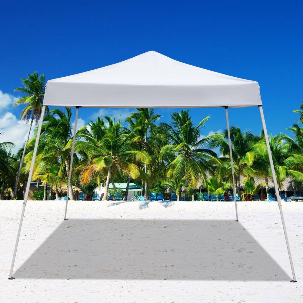Back. Winado - New 8'x8' EZ Pop Up Canopy Wedding Party Tent Folding Gazebo Shade Shelter White.