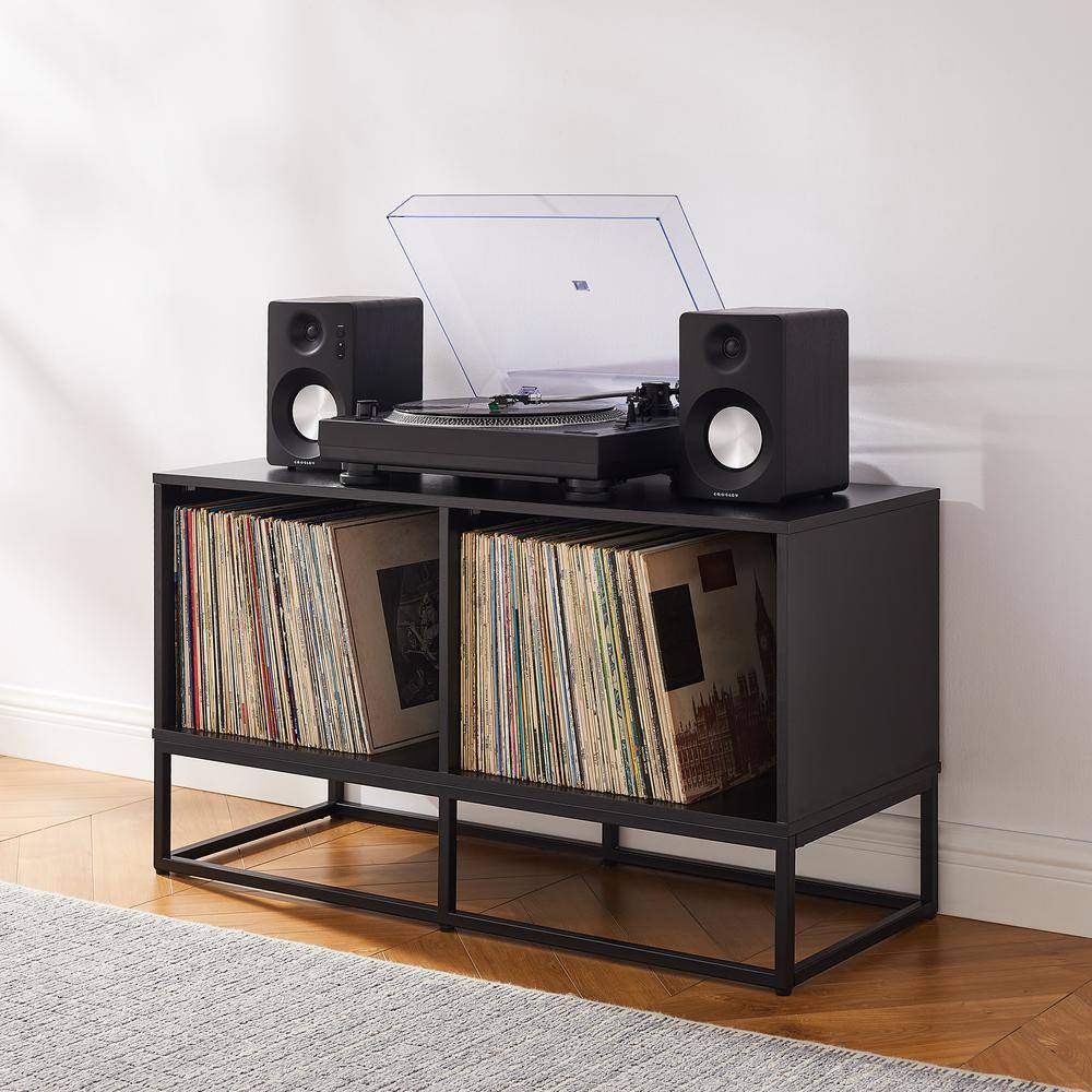 Alt View 7. Crosley Furniture - Enzo Medium Record Player Stand With Vinyl Storage - Black.