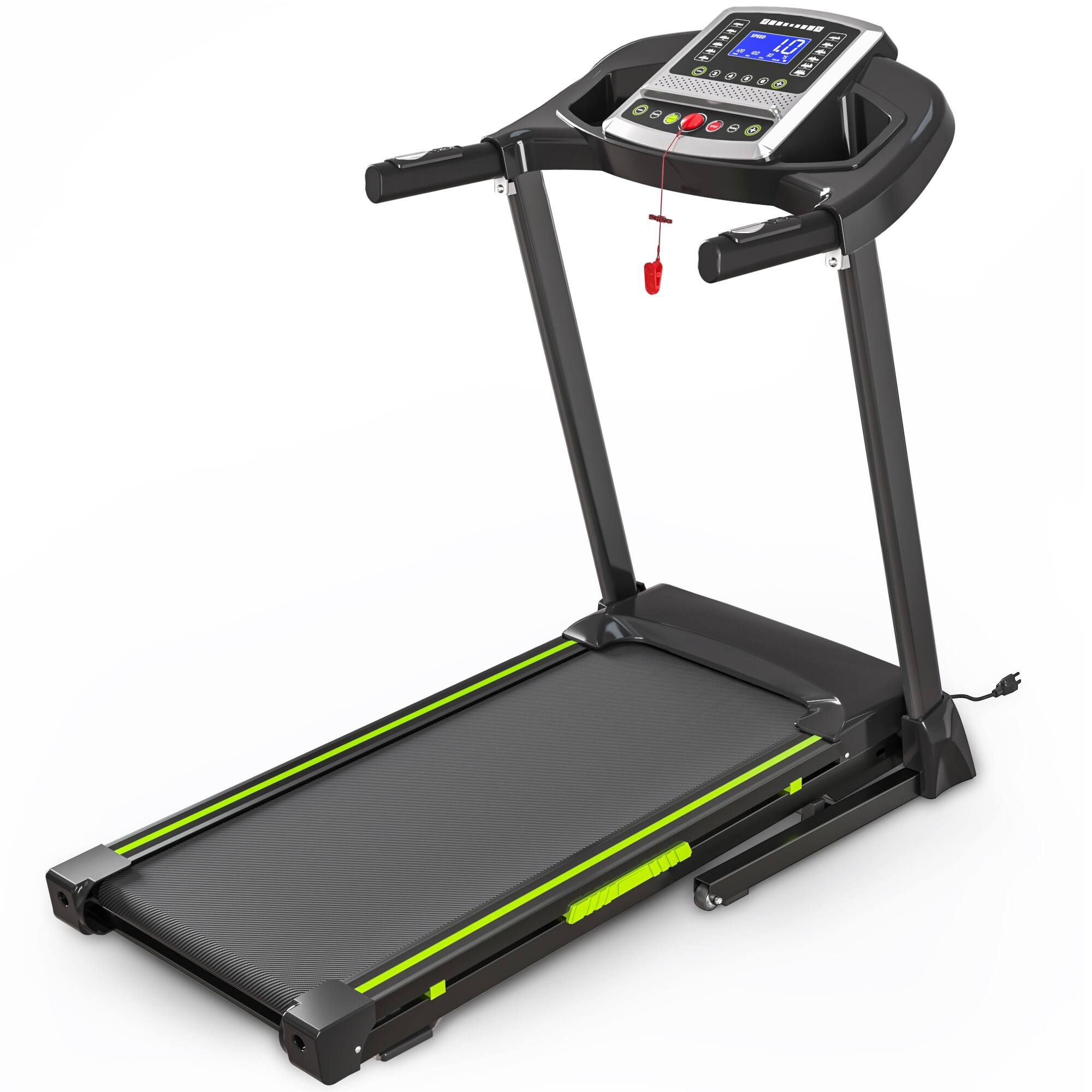 Alt View 1. Loheer - 3.5HP Foldable Treadmill with Incline, 330lbs Capacity Treadmills for Home, Hydraulic Folding Running Machine - Black + Green.