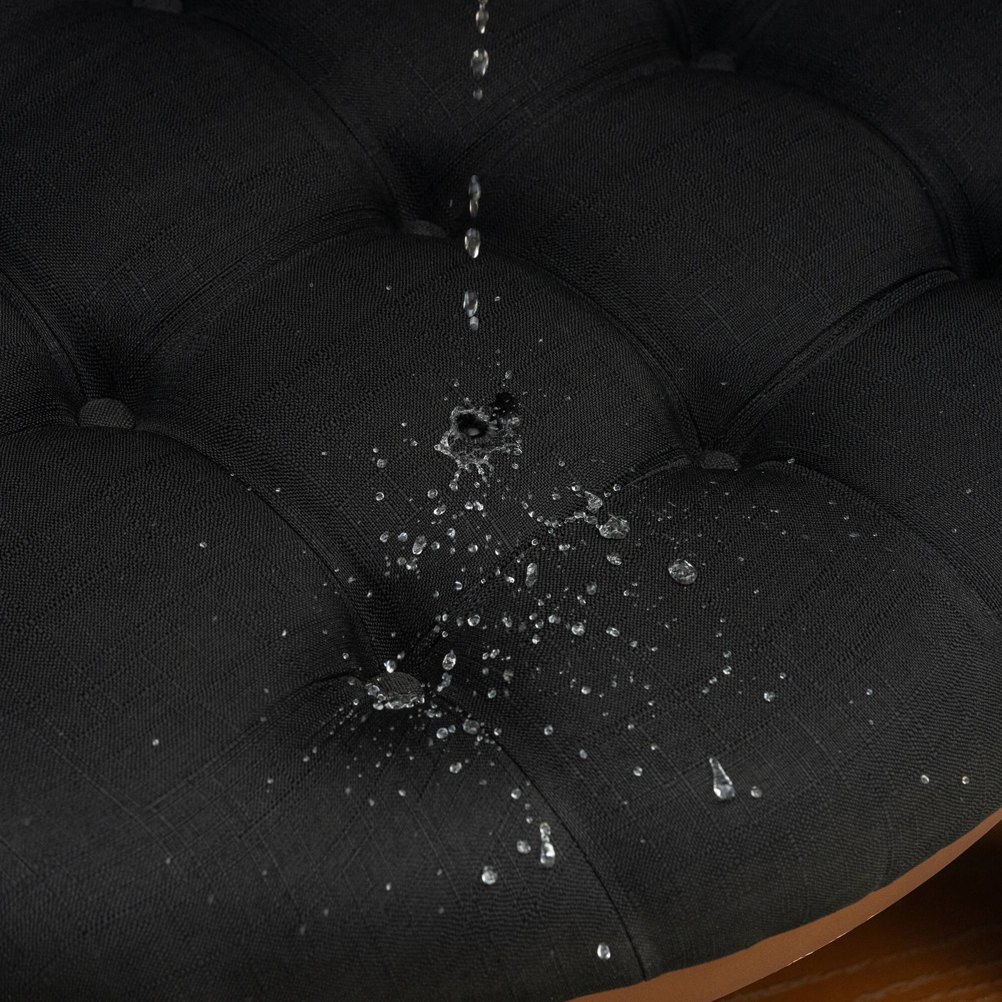 Alt View 9. GOODSILO - Large Round Ottoman Coffee Table with Storage Shelf and Wheels - Modern Tufted Upholstered Living Room Furniture - Black+Brown.