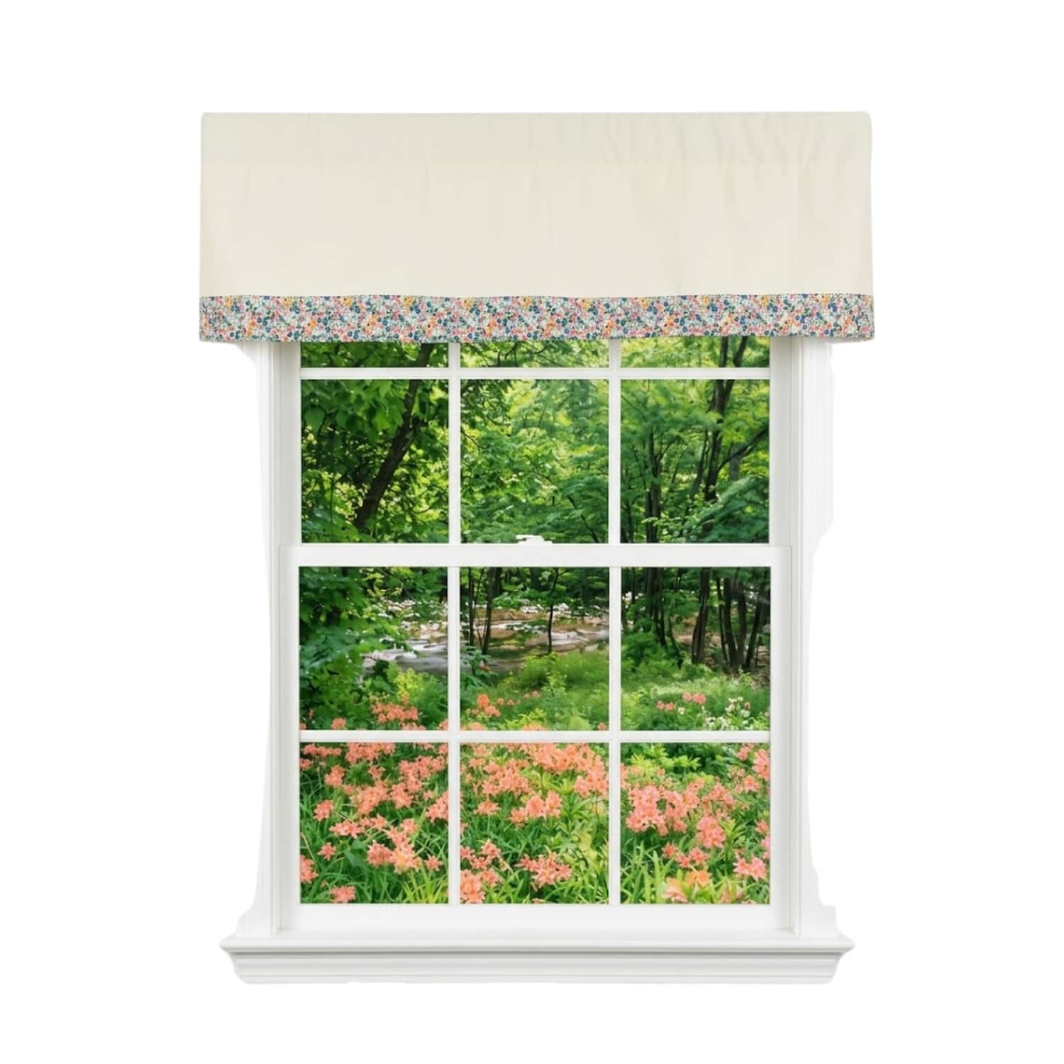 "RLF Home - Petite Flowers Banded Window Valance 100% Cotton Lined Rod Pocket 50"" x 17"" - Multi" price history on PriceWatchPro