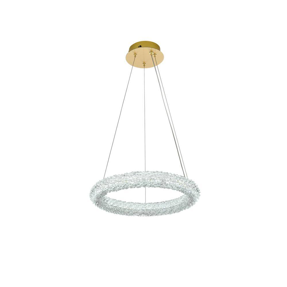 Back. Elegant Lighting - Bowen 18 inch Adjustable LED Chandelier in Satin Gold - Satin Gold.