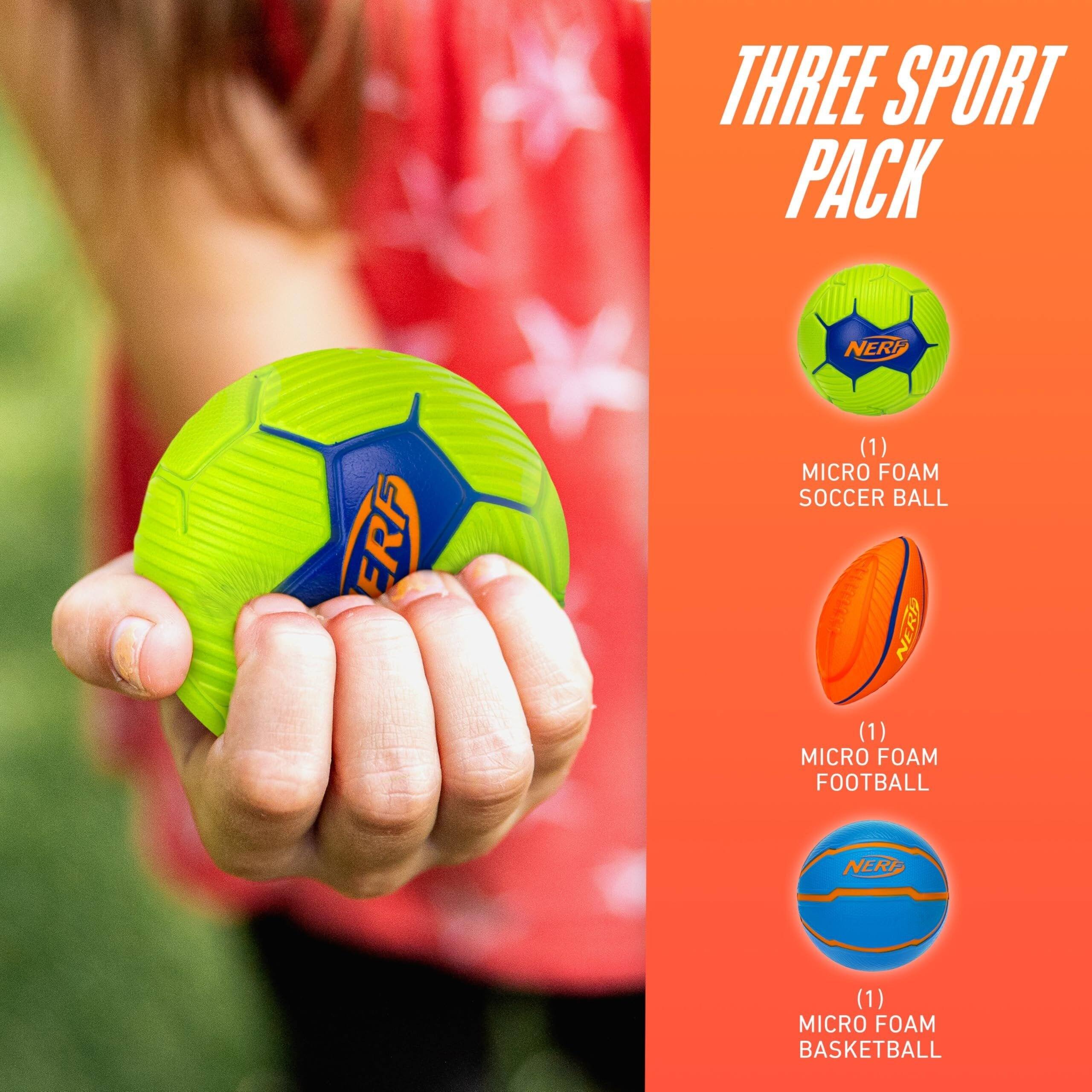 THREE SPORT PACK  
(1) MICRO FOAM SOCCER BALL  
(1) MICRO FOAM FOOTBALL  
(1) MICRO FOAM BASKETBALL
