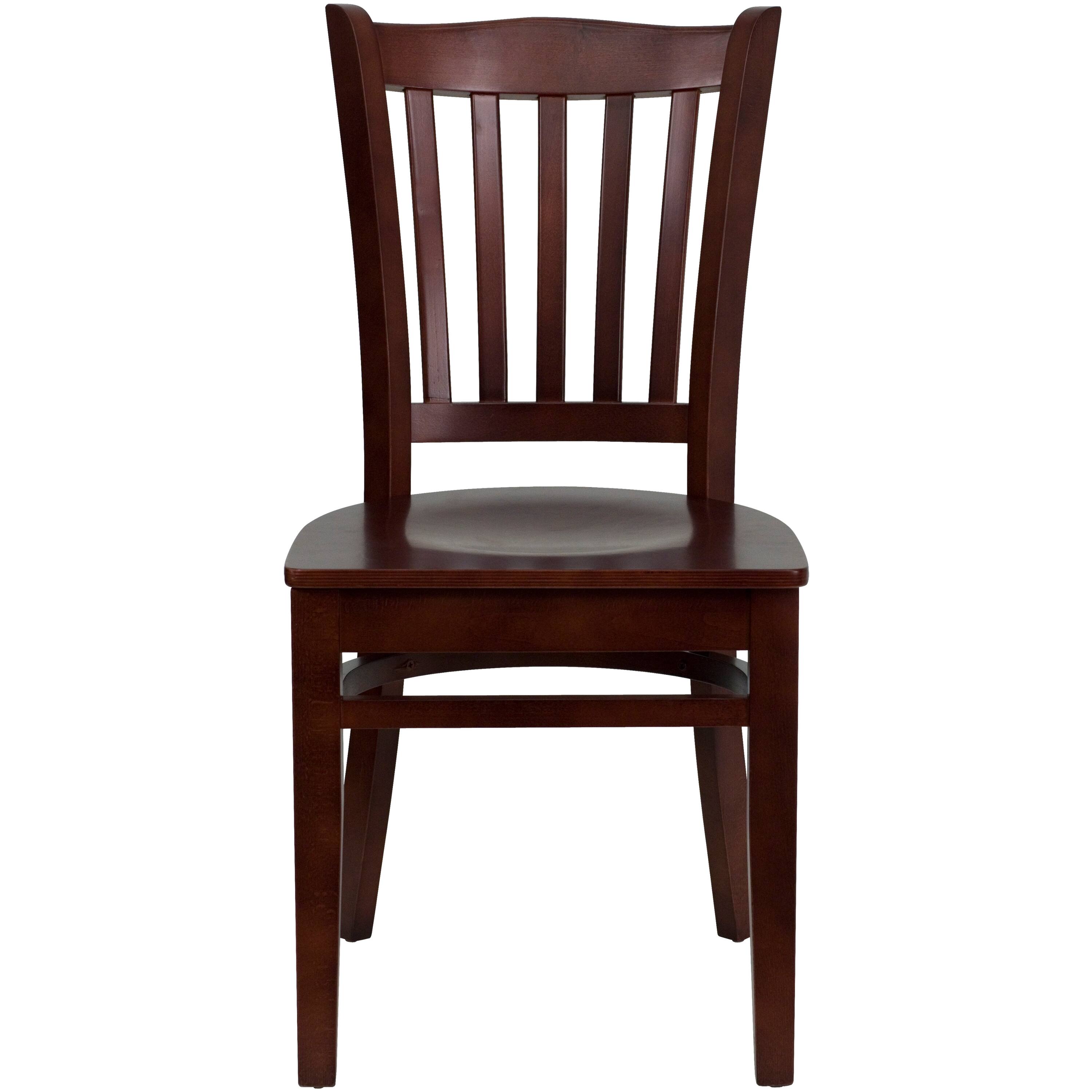 Alt View 5. Emma + Oliver - Vertical Slat Back Wooden Restaurant Dining Chair - Mahogany Wood Seat/Mahogany Wood Frame.