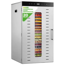 NutriChef - 20-Layer Commercial Food Dehydrator, 20 Trays, Digital Timer & Temp Control (NCFD2SHELF) - Stainless Steel