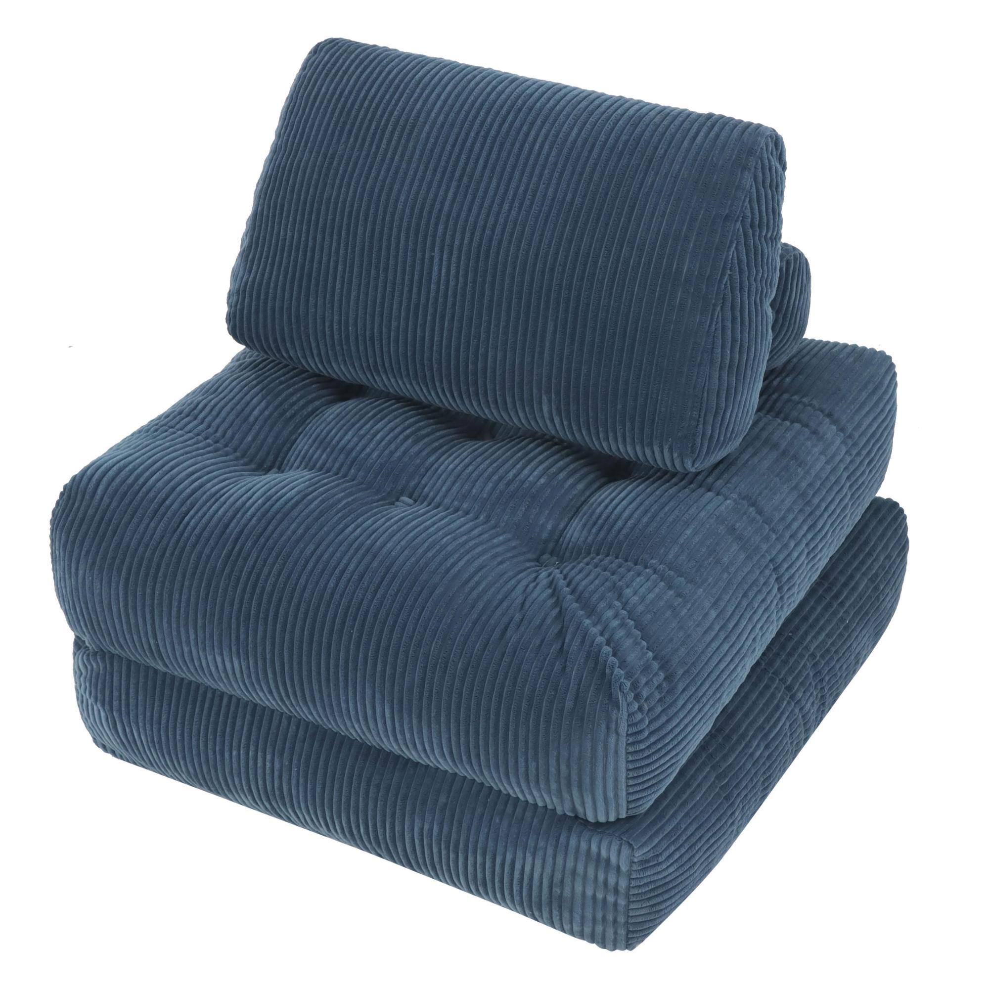 Alt View 2. GOODSILO - Corduroy Fabric Beanbag Couch for Living Room, Bedroom and Dorm, Cozy Fluffy Cloud Mini Couch - Blue.