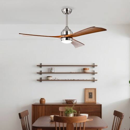 Left. LUCKY ONE - 52" Ceiling Fan with Light Remote 6-Speed 3-Blade Quiet DC Motor - Nickel.