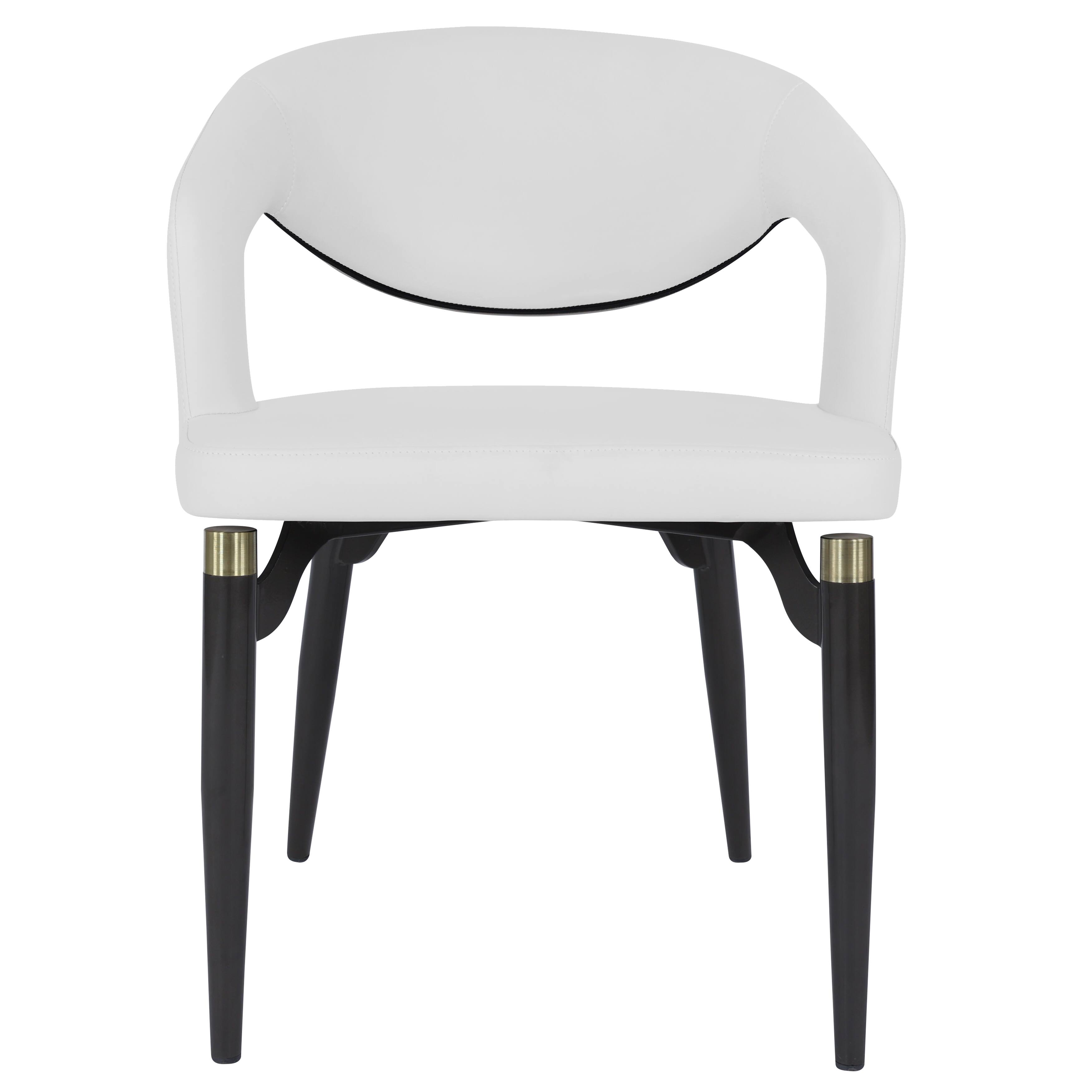 Alt View 3. LeisureMod - Entice Modern PU Leather Dining Chair, Open Back Accent Kitchen Chair, Heavy Duty - White.