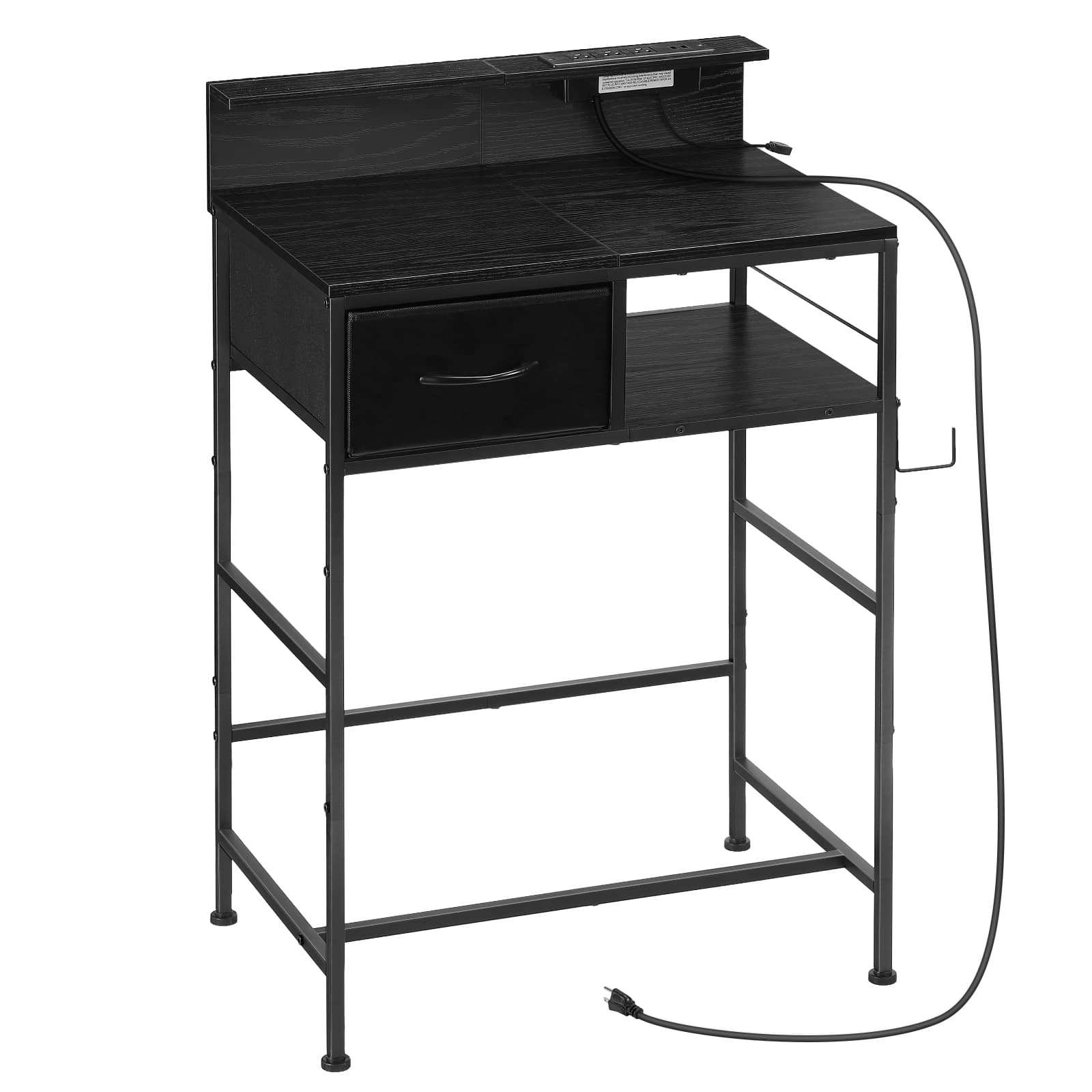 Oumilen - Vanity Table with Charging Station and Drawer - Black