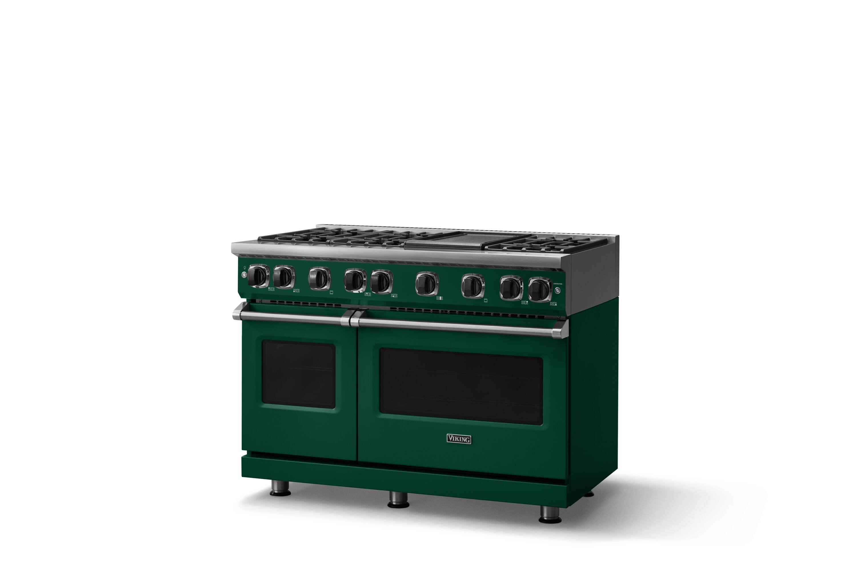 Angle. Viking - 48"W. 7.3 Cu. Ft. Freestanding Sealed 6 Burner Gas Range/Griddle  - Ivy - Ivy.