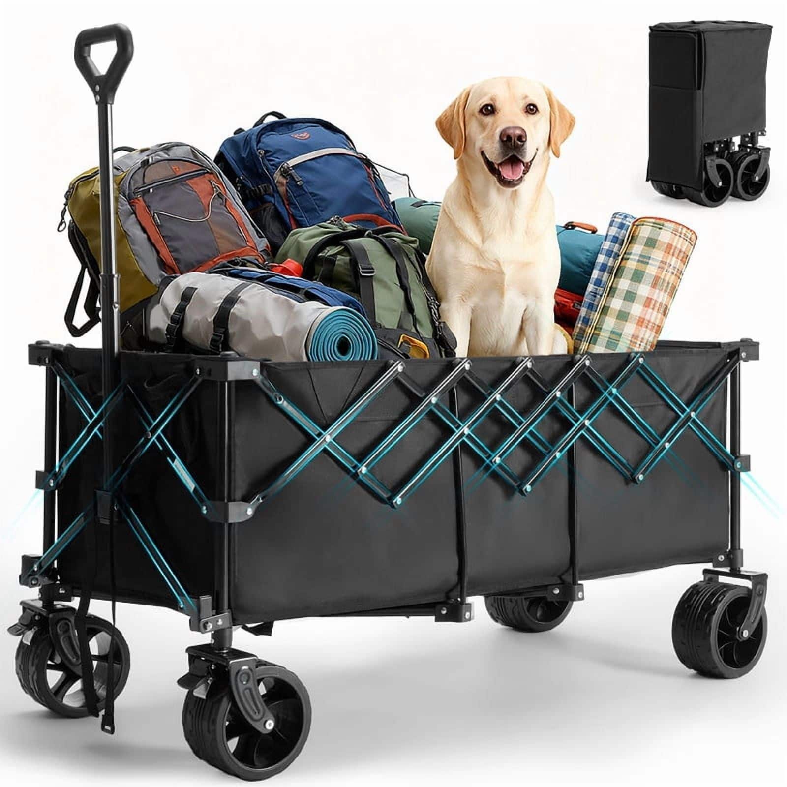 Loheer - Foldable Wagon Cart Heavy Duty Steel Frame 440lbs Capacity Black price history on PriceWatchPro