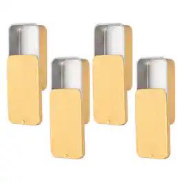 Unique Bargains - 4pcs Metal Tin Box, 2.4x1.3x0.4" Slide Top Small Rectangular Storage, Portable Case for Lip Balm Candies Jewelry - Gold