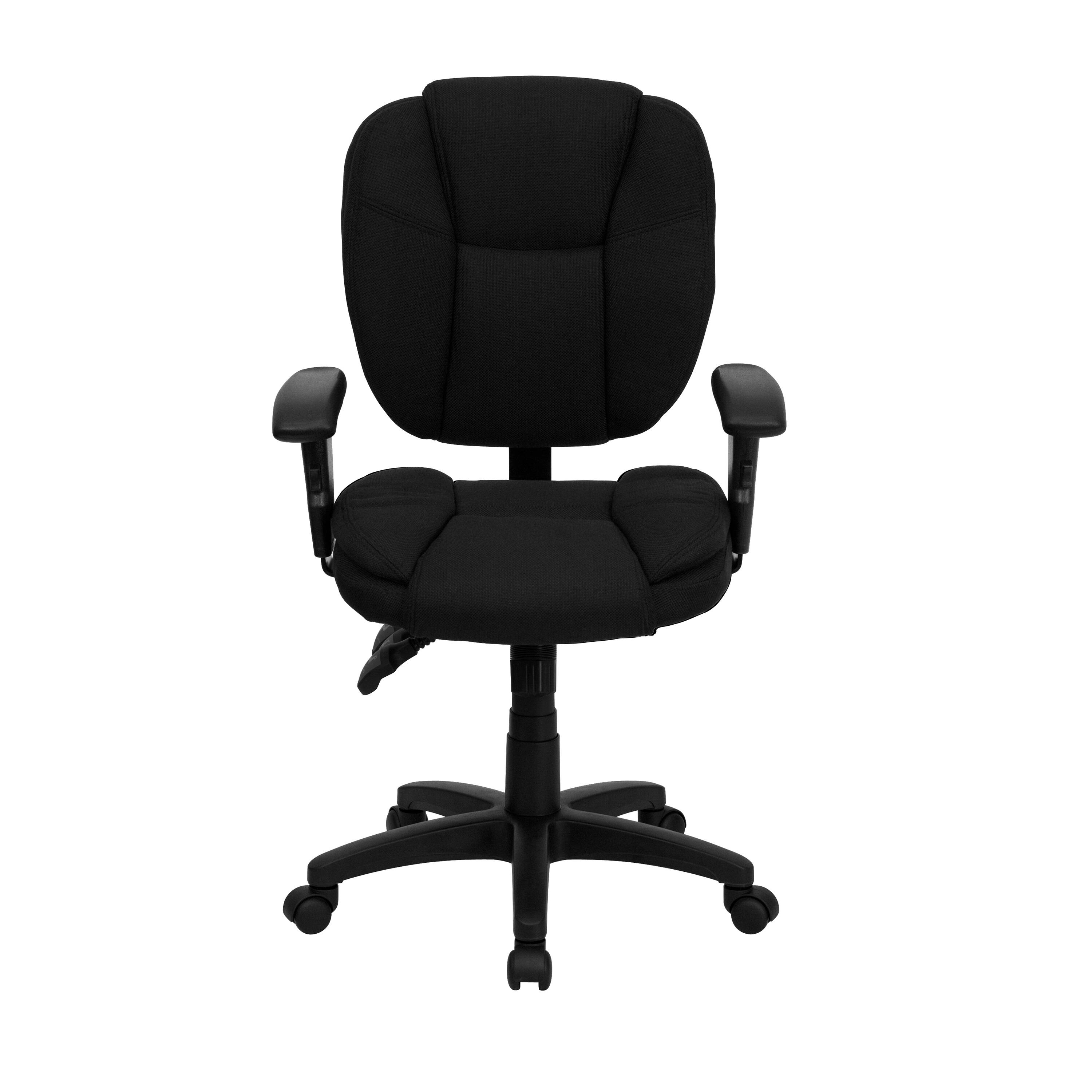 Alt View 5. Emma + Oliver - Mid-Back Multifunction Pillow Top Swivel Ergonomic Task Office Chair with Arms - Black Fabric.