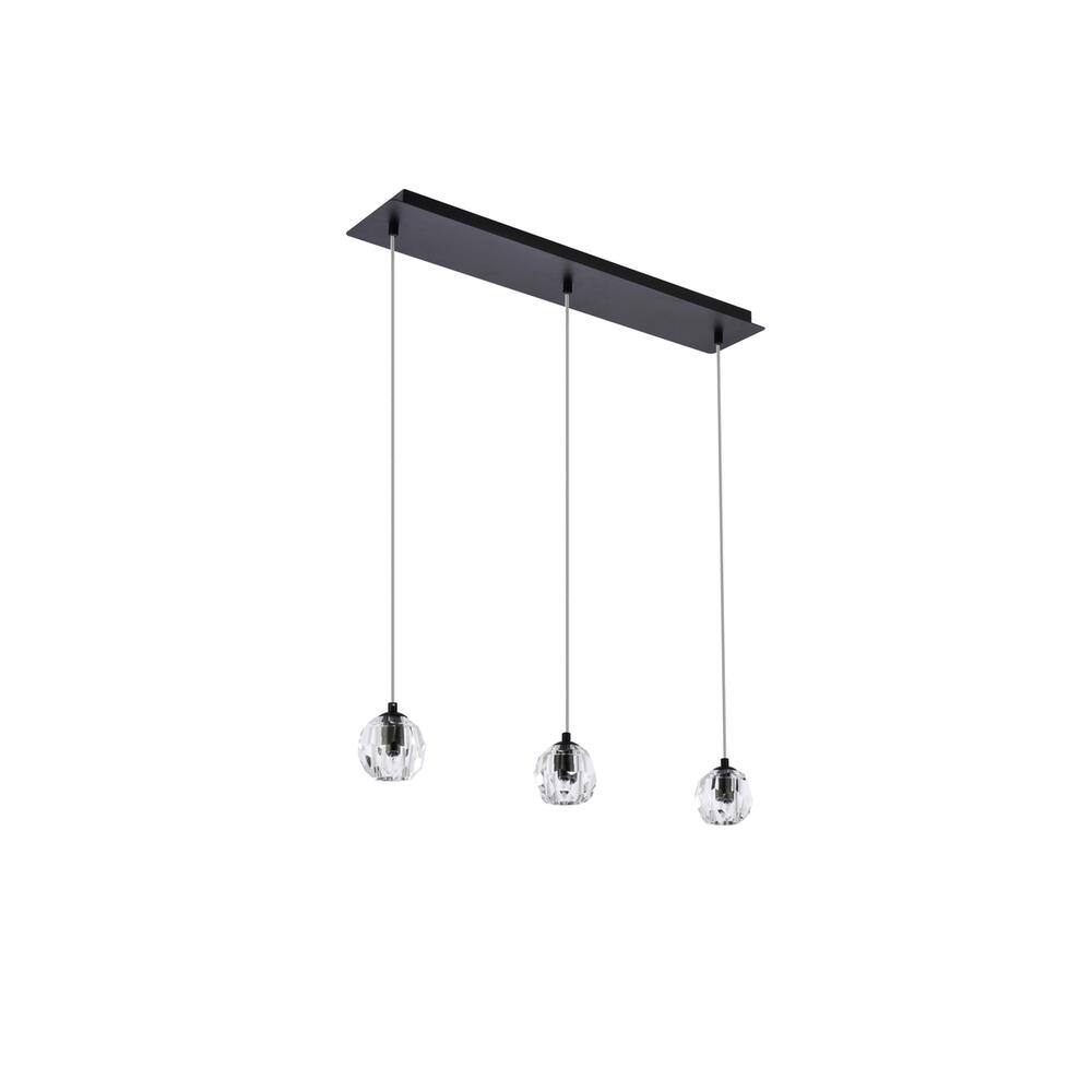 Left. Elegant Lighting - Eren 3 lights Black pendant - Black.