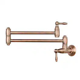 Wall-Mounted Solid Brass Pot Filler Kitchen Faucet with Dual Joint Swing Arms for Stovetop