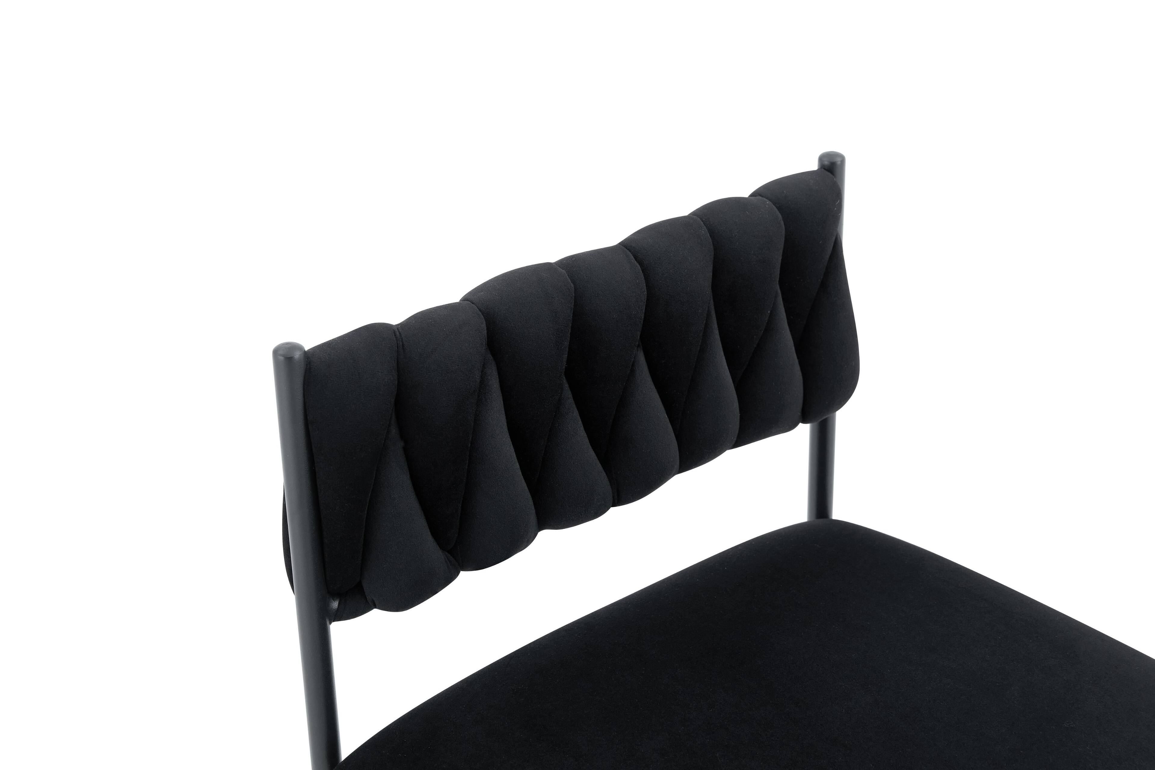 Angle. Loheer - Loheer Black Dining Chair with Padded Seat and Textured Fabric Backrest, Modern Kitchen Accent Chair, 2.3 ft - Black.