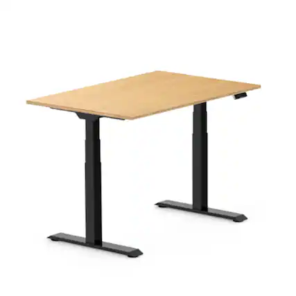 Front. FlexiSpot - FlexiSpot E7 48''W Electric Adjustable Standing Desk, Bamboo/Black - Bamboo.