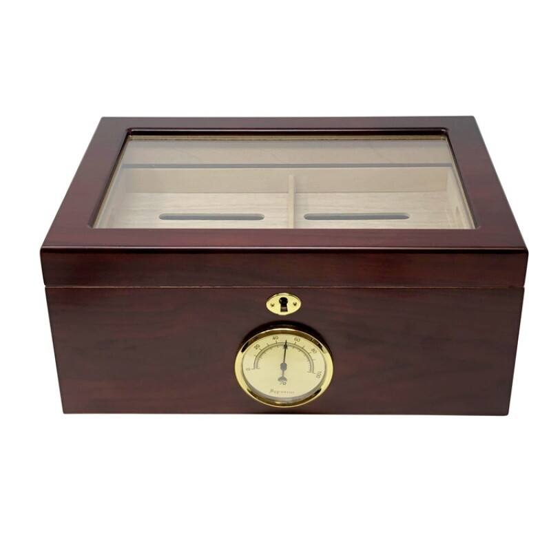 Angle. Prestige - Bally Cherry Humidor - Beautiful Cherry Finish.