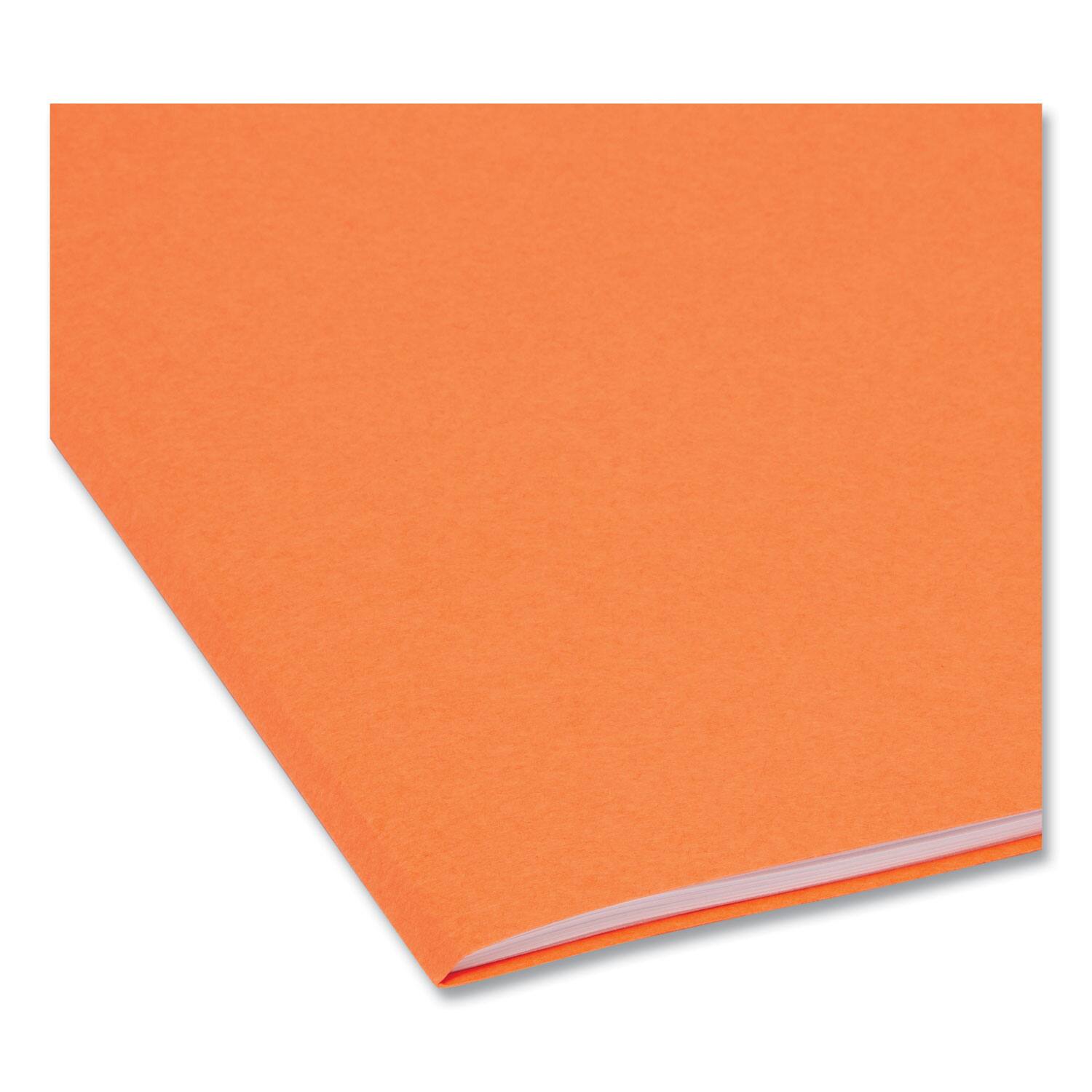 Back. Smead Manufacturing - Reinforced Top Tab Colored File Folders, 1/3-Cut Tabs: Assorted, Legal Size, 0.75" Expansion, Orange, 100/Box.