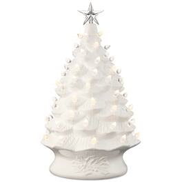 Best Choice Products - 24in X-Large Pre-Lit Ceramic Christmas Tree Decor w/ 74 Warm White Bulbs, LED Light - White - White w/ Warm White Lights