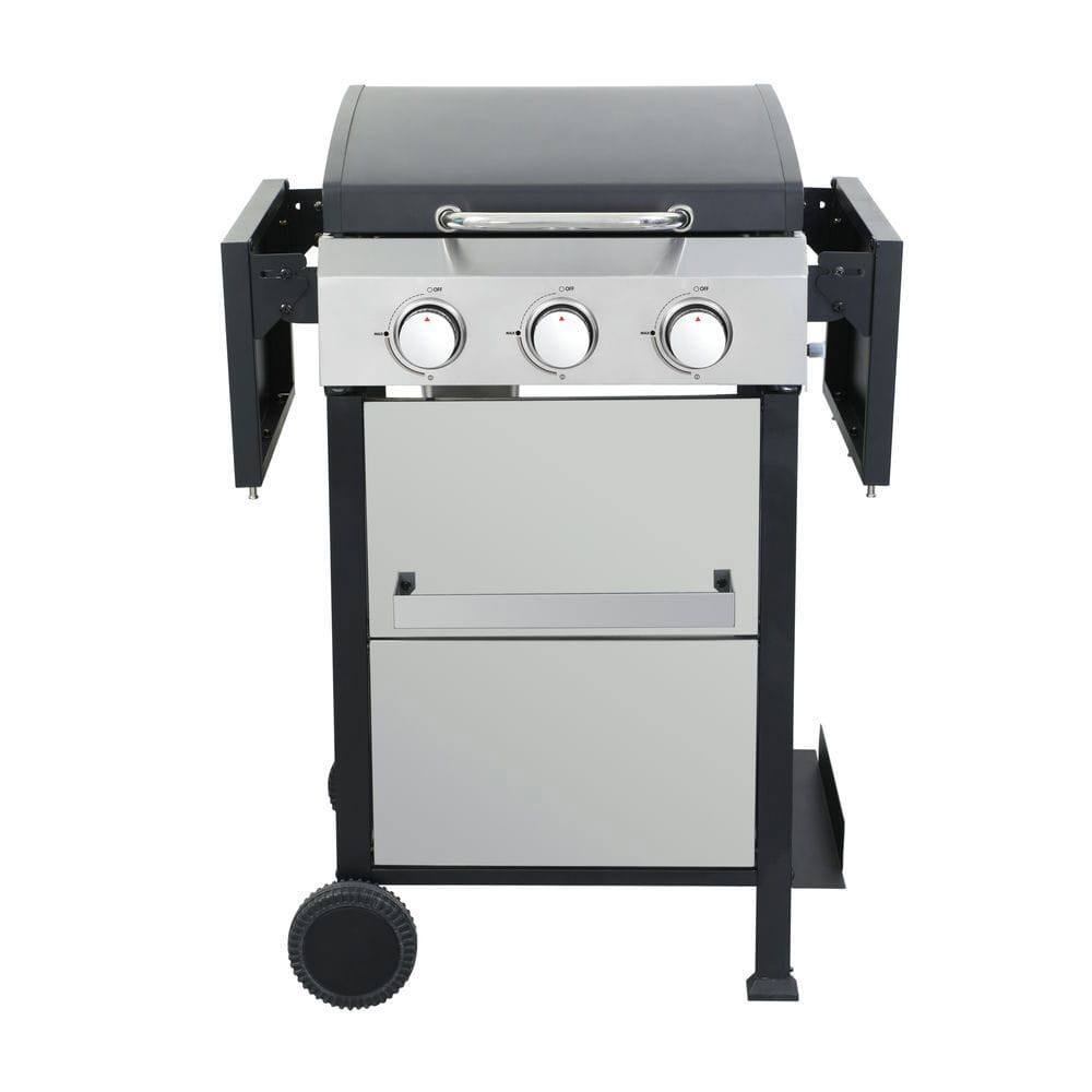 Alt View 6. Resenkos - 3-Burner Propane Gas BBQ Grill, SS Plancha, 36900BTU Output With Wire Enamel Cooking Grids For Outdoor Barbecue.