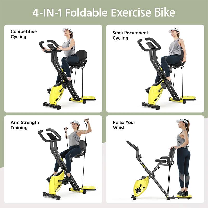 4-IN-1 Foldable Exercise Bike

Competitive Cycling

Semi Recumbent Cycling

Arm Strength Training

Relax Your Waist
