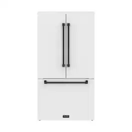 36 in. Wide Gordon Ramsay Series by Thor Kitchen 20.3 Cu. Ft. Counter Depth Refrigerator with Black Hardware - Matte White