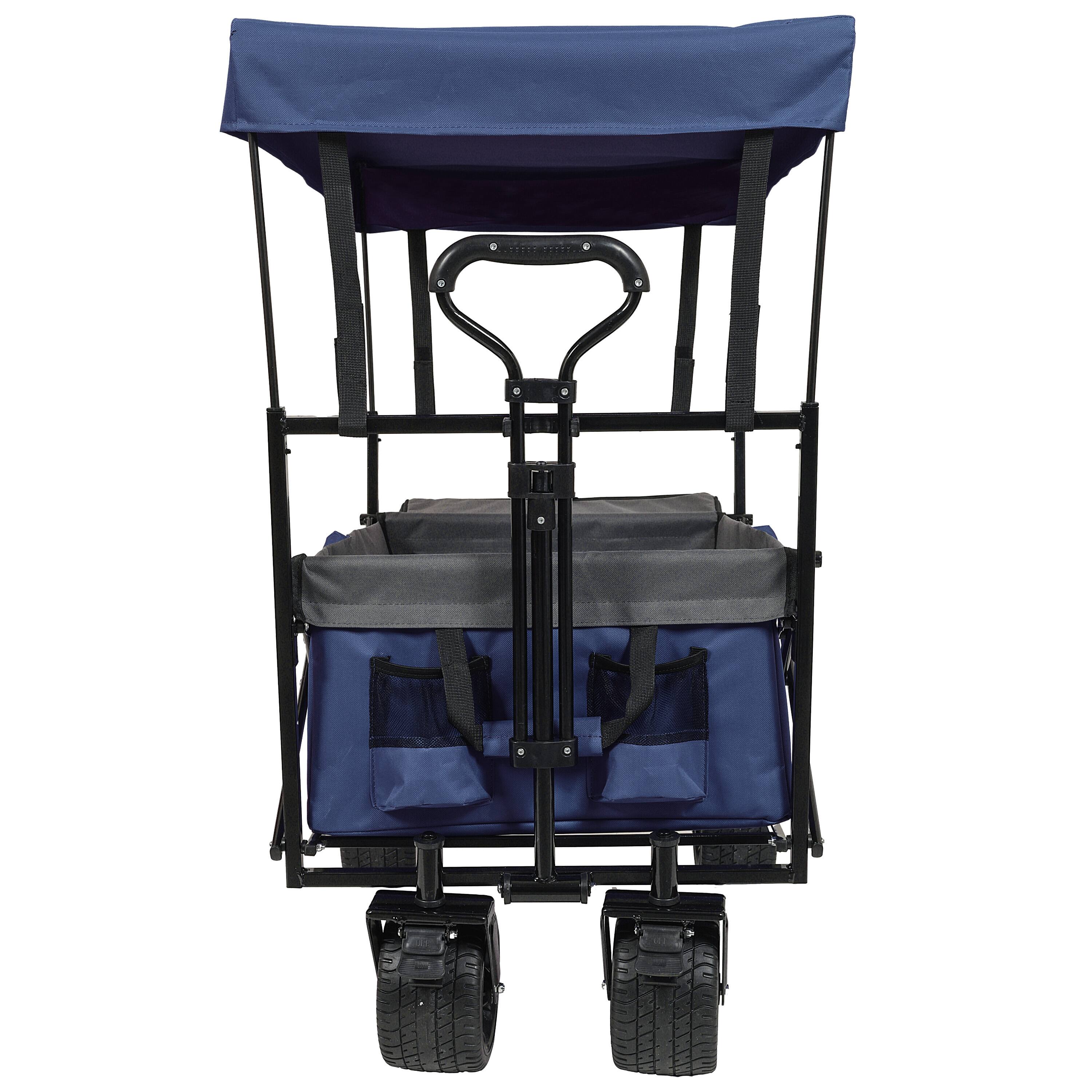 Alt View 6. Mondawe - 480lbs Collapsible Wagon Utility Carts w/ Mosquito Net, Ice Pack, Removable Canopy - Dark Blue.