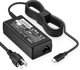 Core Tech - 65W USB-C Laptop Charger for HP Chromebook, EliteBook, ProBook, Envy and Spectre - Black