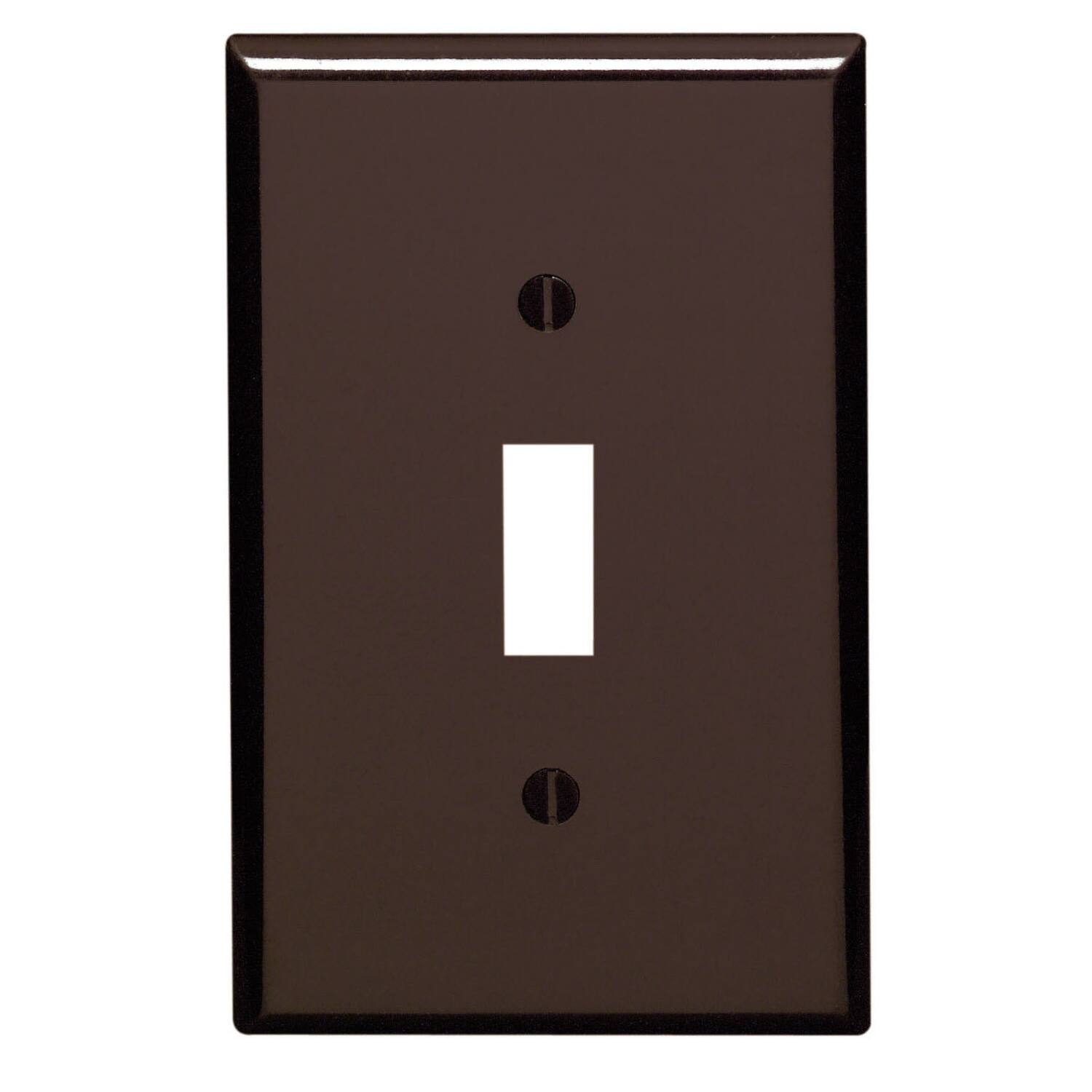 Front. Leviton - Leviton Brown 1 gang Plastic Toggle Wall Plate 1 pk - Brown.