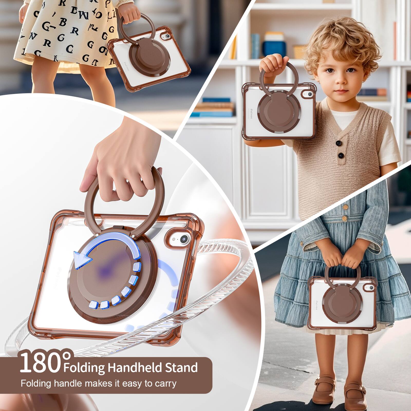 180° Folding Handheld Stand  
Folding handle makes it easy to carry